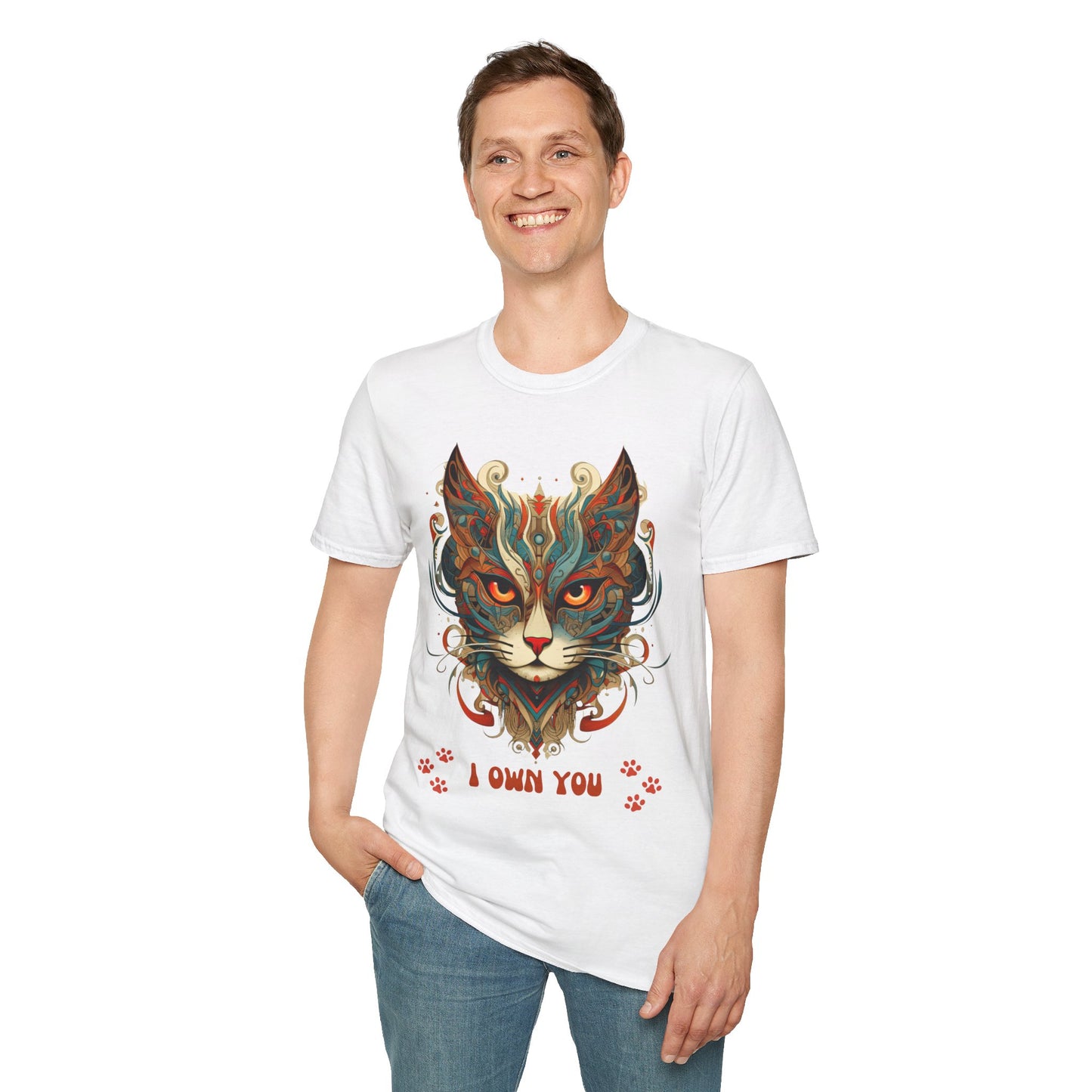 I Own You Cat Paws, Cat Lover's Gift Unisex Tee Shirt, T-Shirt Cat Lovers Gift Softstyle T-Shirt Tee Teeshirt Stylized Exotic Cat