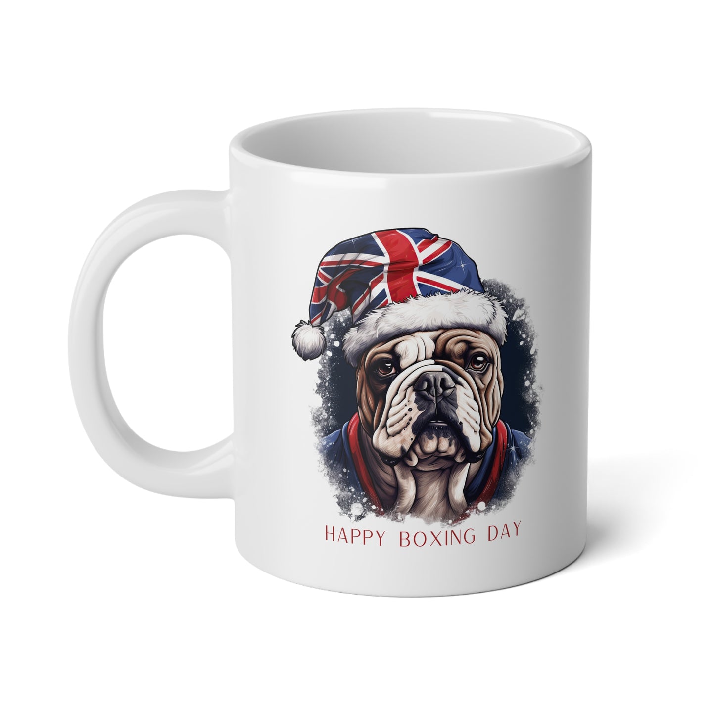 Boxing Day English Bulldog, Union Jack Gift Mug, Jumbo 20 oz Mug XL Size Mug