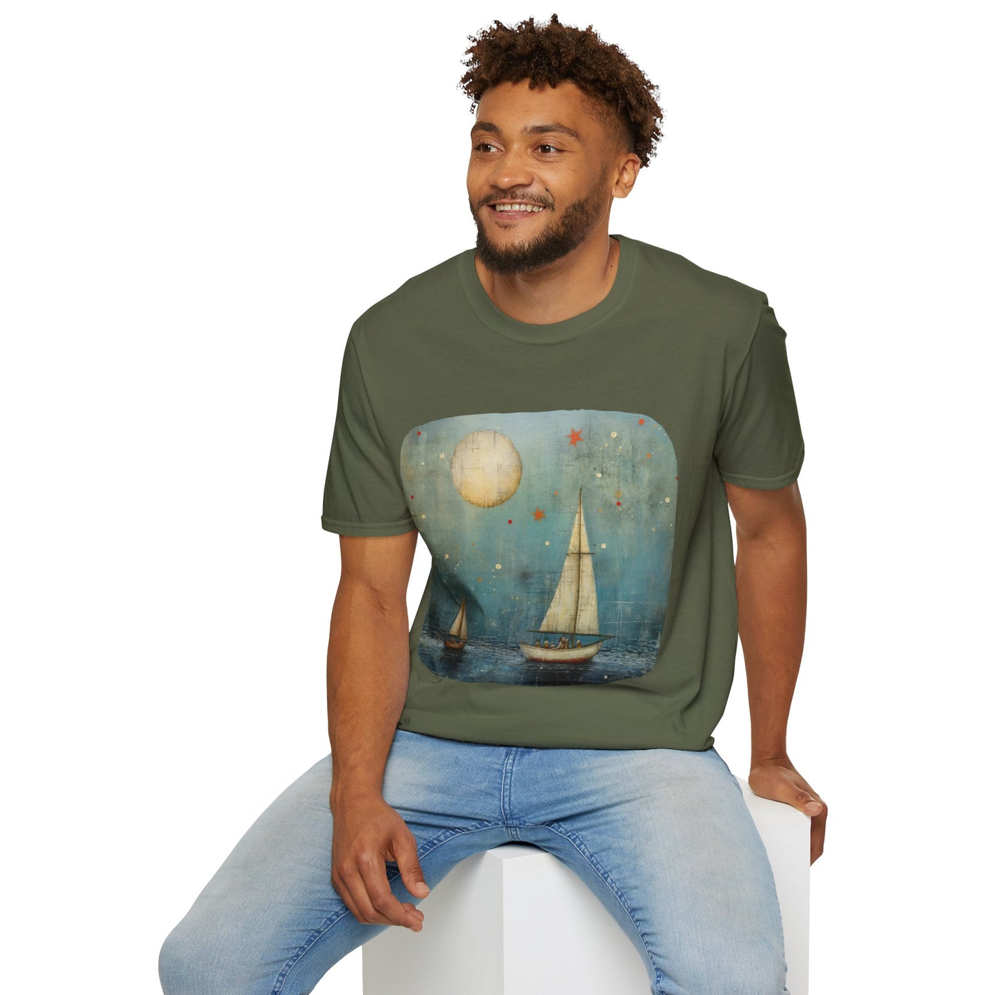 Nautical, Sailing Lover's Peaceful Seas Unisex Tee Shirt, T-Shirt Sailing Gift Softstyle T-Shirt Tee Teeshirt Nautical Florida Gift