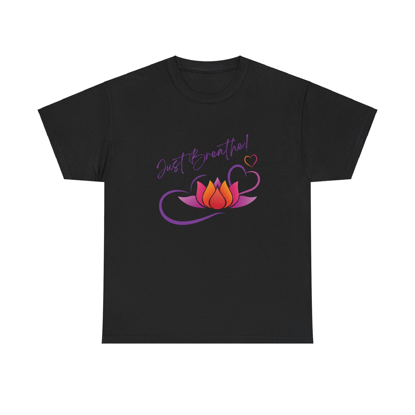 Just Breathe! Lotus Flower Hearts Tee shirt, Graphic Tees, Yoga Wear, Zen, Spiritual, Meditation Gifts Unisex Heavy Cotton Graphic Tee T-Shirt