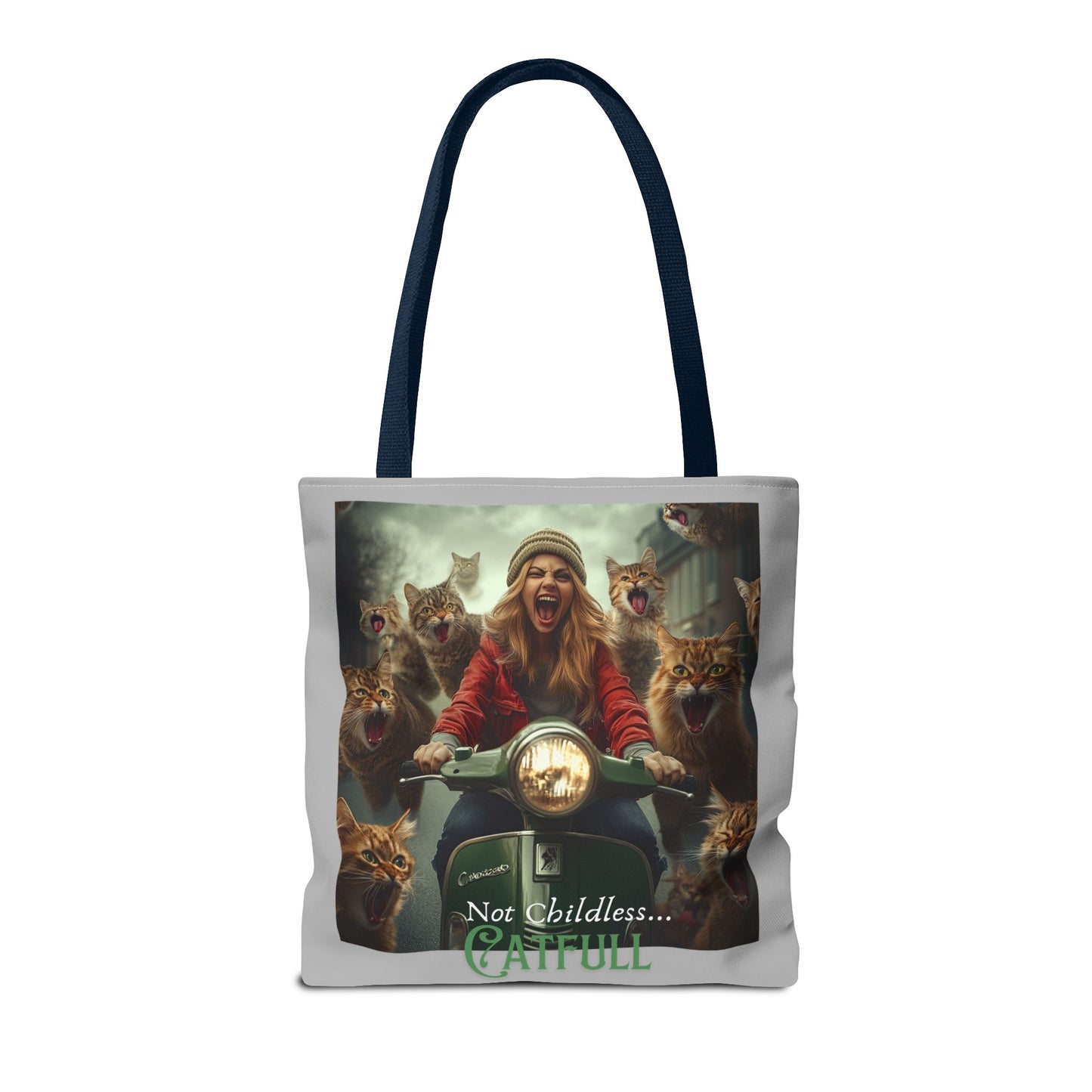 "Not Childless... Catfull" Cat Lady Tote Bag Childless Cat Lady Tote Bag (AOP)