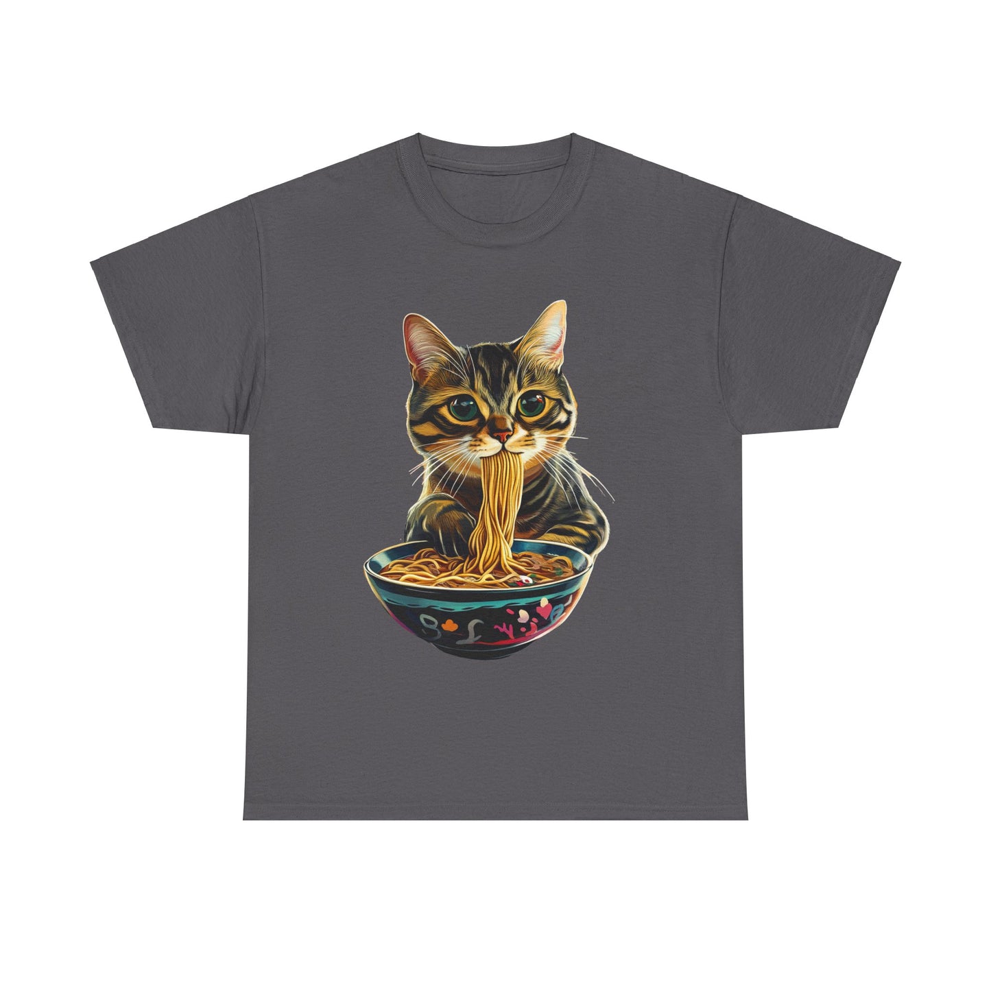Ramen Cat (Ver 3) Cats and Ramen, Ramen Art Gift - Cute Cats Unisex Heavy Cotton Tee T-Shirt