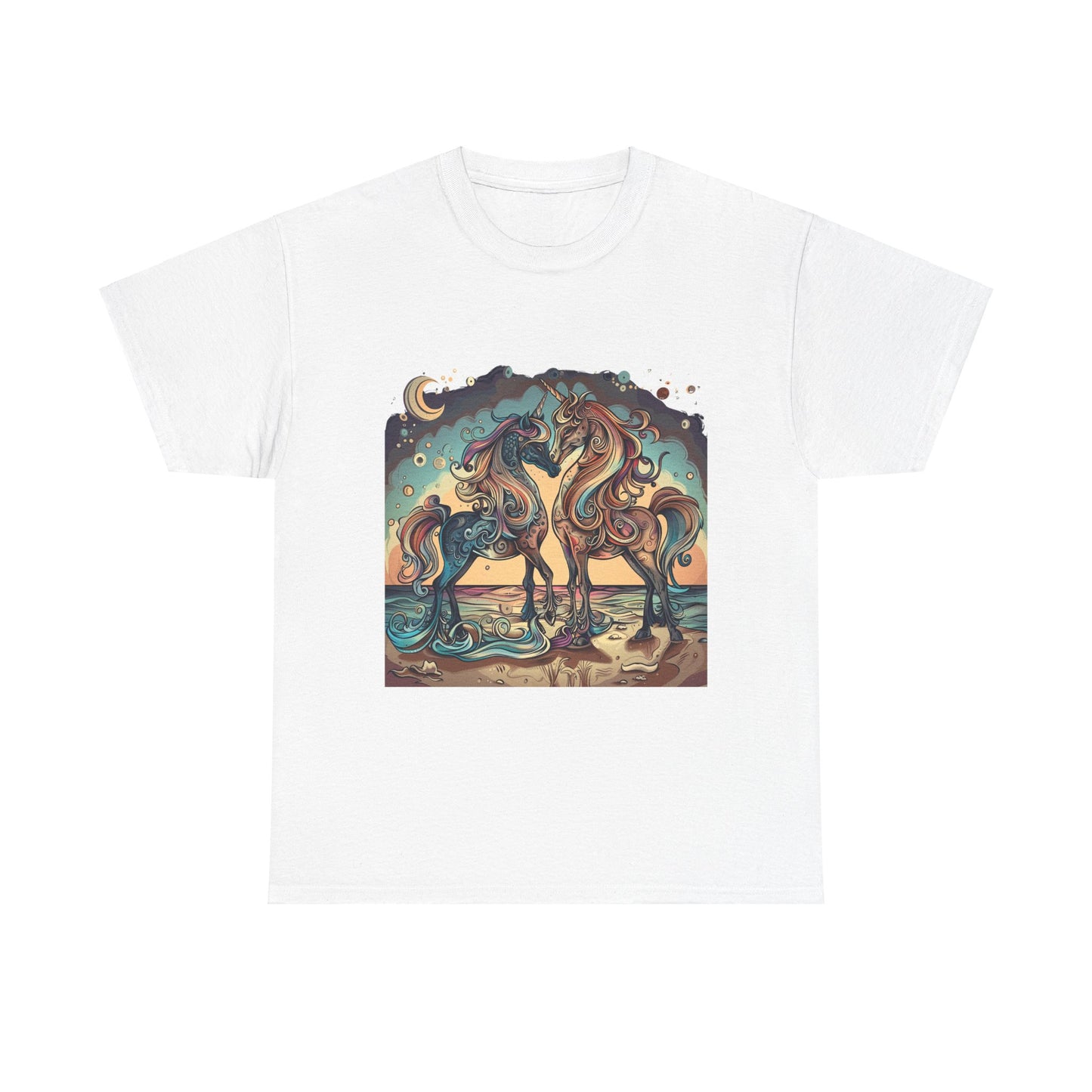 Unicorn Couple, Unicorn Lovers Graphic Tee Unisex Heavy Cotton Tee T-Shirt