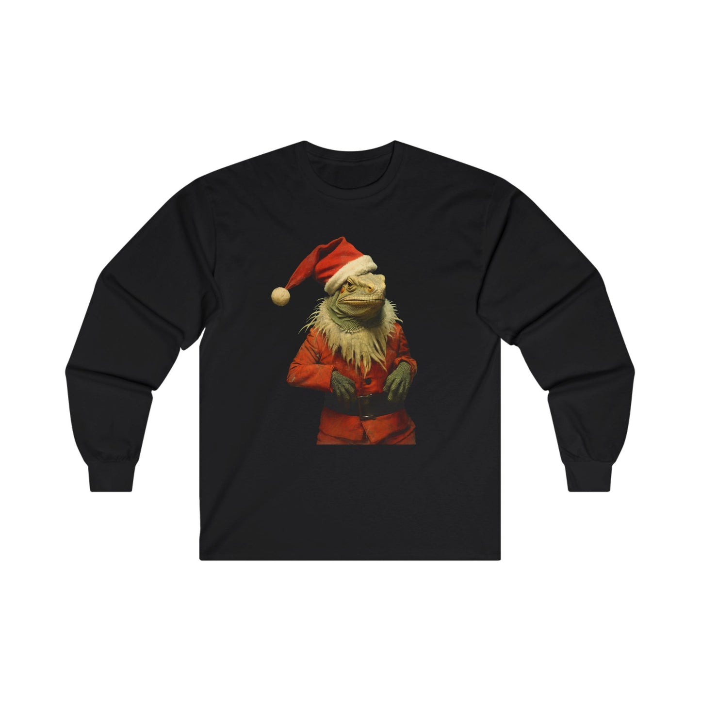 Iguana Christmas - Reptile Dragon in Christmas Santa Suit, Long Sleeve T-shirt Ultra Cotton Long Sleeve Tee t Gift Holiday Fun