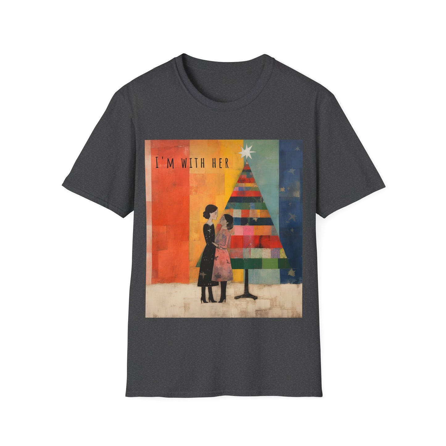 Pride Xmas - "I'm With Her" - Lesbian LGBTQ Christmas Pride Shirt Unisex Softstyle Teeshirt, T-Shirt, Gay Pride Gift, Many Colors