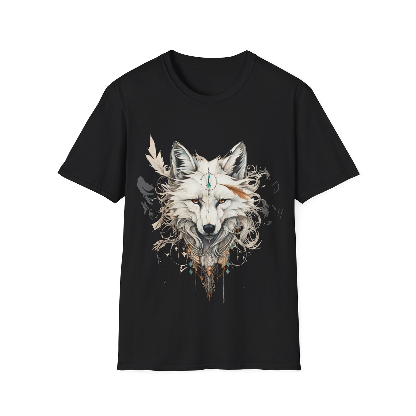 White Snow Fox Shirt, Fox Lover's Gift, Unisex Tee Shirt, T-Shirt Fox Totem Spirit Medicine Softstyle T-Shirt Tee Teeshirt White Fox