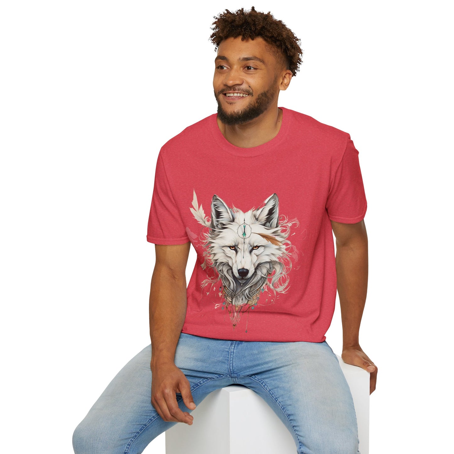 White Snow Fox Shirt, Fox Lover's Gift, Unisex Tee Shirt, T-Shirt Fox Totem Spirit Medicine Softstyle T-Shirt Tee Teeshirt White Fox