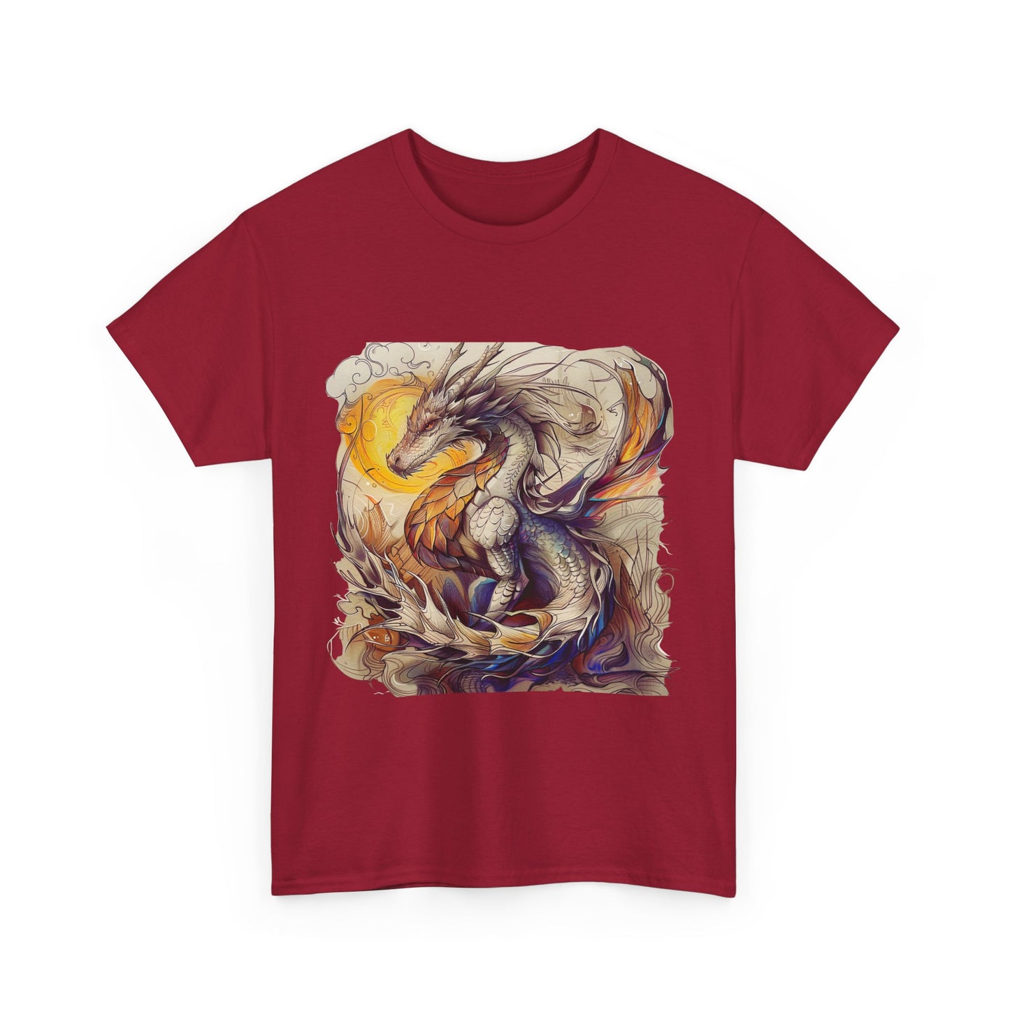 White Light Dragon Graphic Tee - Dragon T-shirt - Dragon Lovers Unisex Heavy Cotton Tee T-Shirt