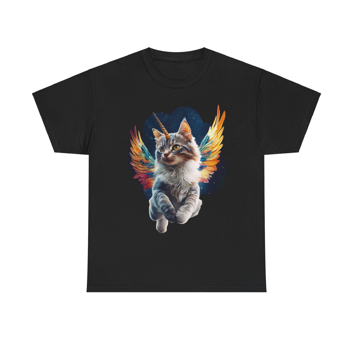 Unicorn Angel Cat, Cat Memorial Unicorn Angel Cat with Angel Wings Graphic Tee- Cat Gift Unisex Heavy Cotton Tee T-Shirt