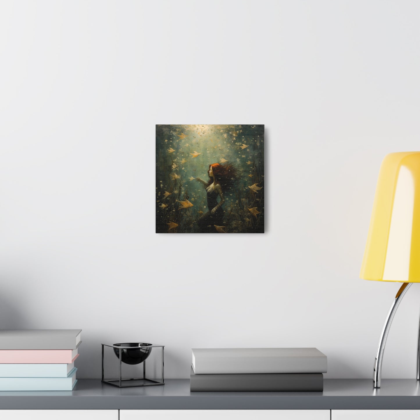 Mermaid Wall Art, Underwater Scene, Mystical Wall Art, Canvas, Kids or Adults Room, Creative Wall Art Painting Pastel