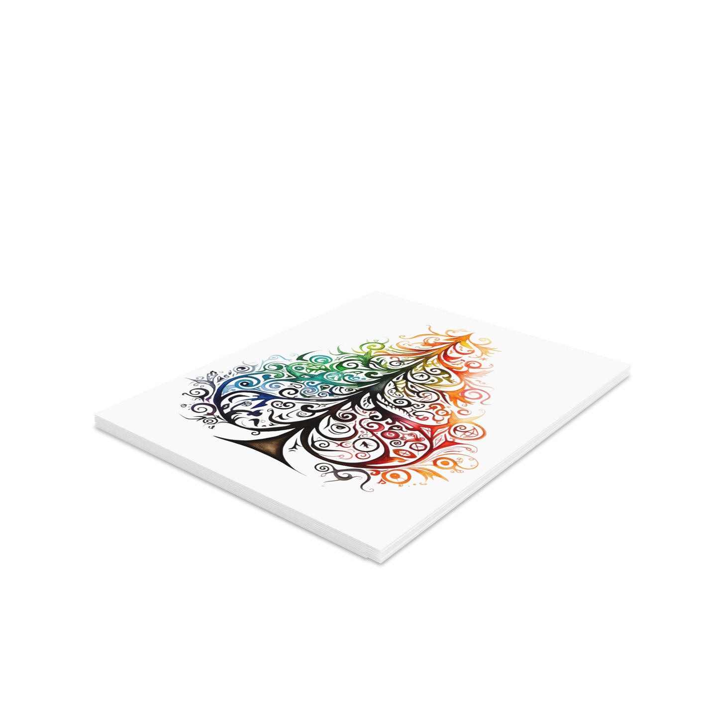 Holiday Cards, Colorful Holiday, Rainbow Christmas Tree, Tribal Style Tree Greeting cards (8, 16, and 24 pcs)