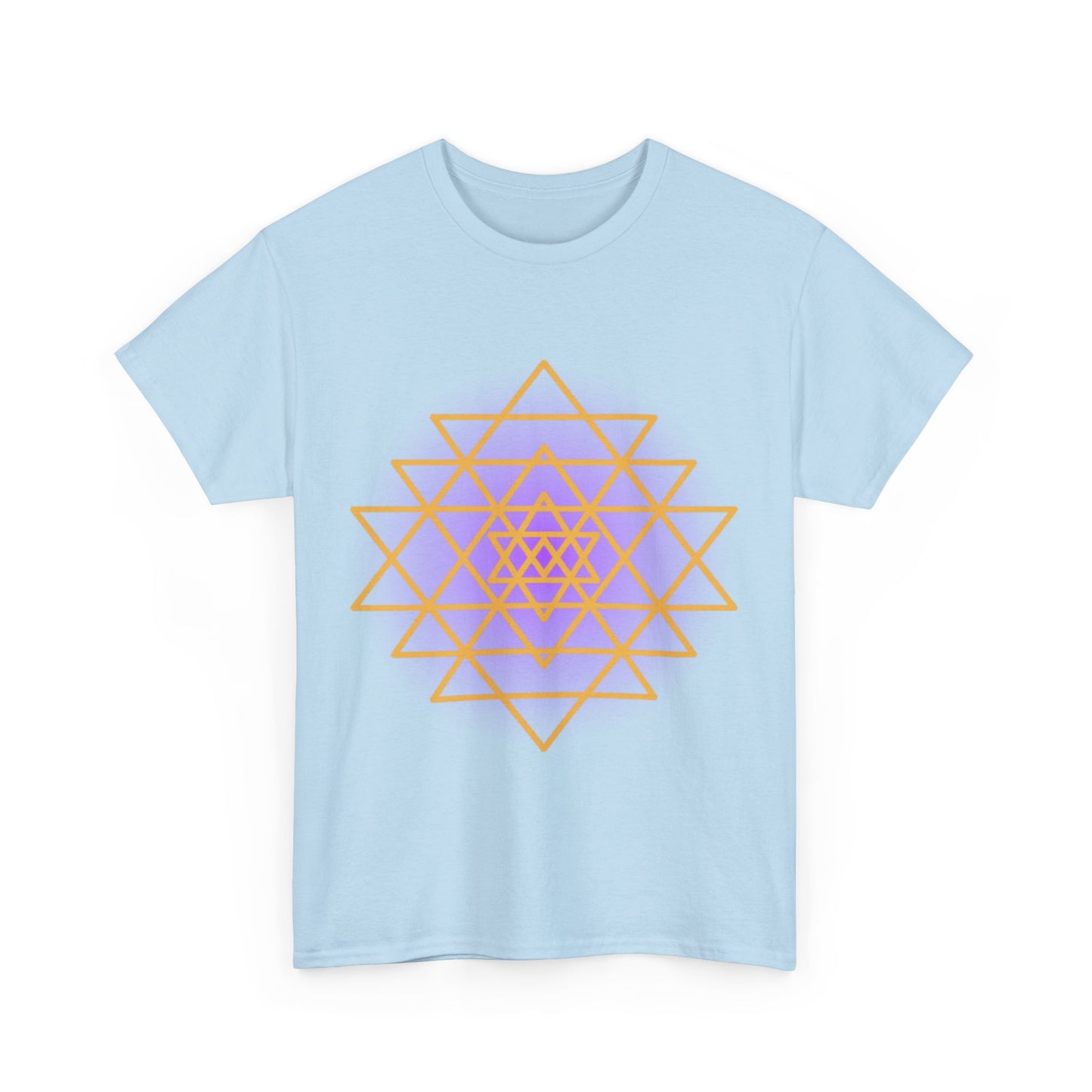Sacred Geometry Sri Yantra, Purple Glow, Shree Yantra, Shri Chakra Nava Chakra Shirt - Graphic Tee - Yoga, Zen, Hindu Gifts Unisex Heavy Cotton Graphic Tee T-Shirt