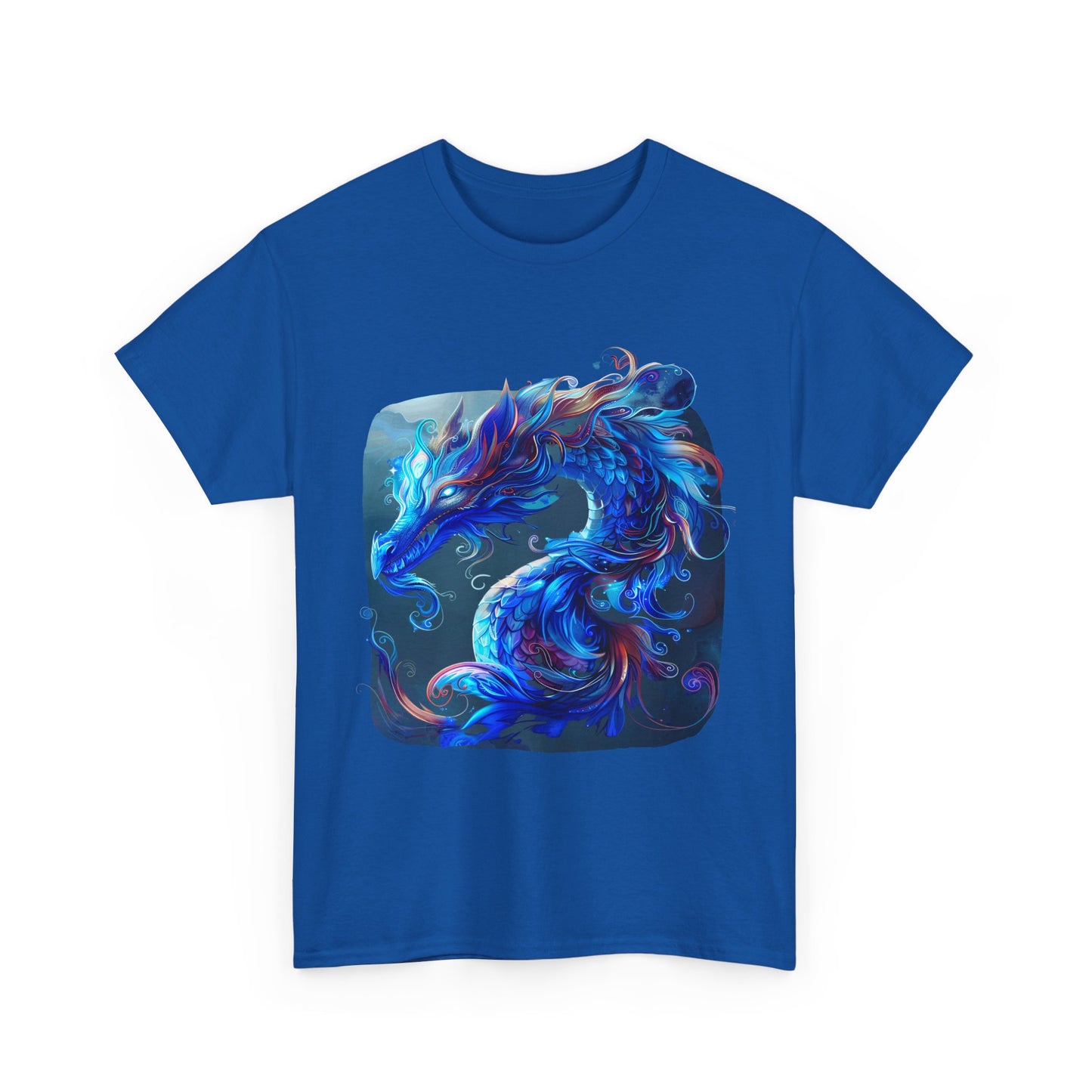 Blue Water Dragon Graphic Tee - Dragons T-shirt - Dragon Lovers Unisex Heavy Cotton Tee T-Shirt
