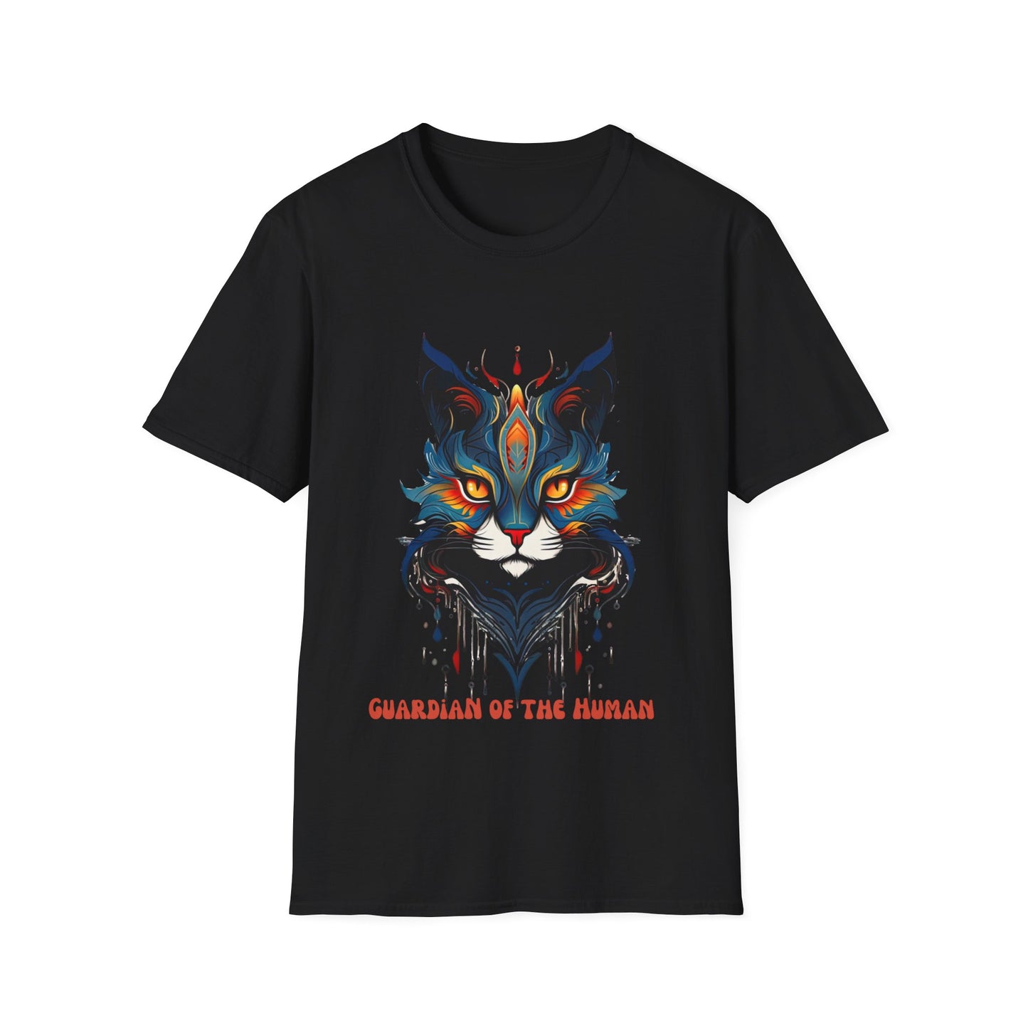 Guardian of the Human, Cat Lover's Gift Unisex Tee Shirt, T-Shirt Cat Lovers Gift Softstyle T-Shirt Tee Teeshirt Stylized Cat