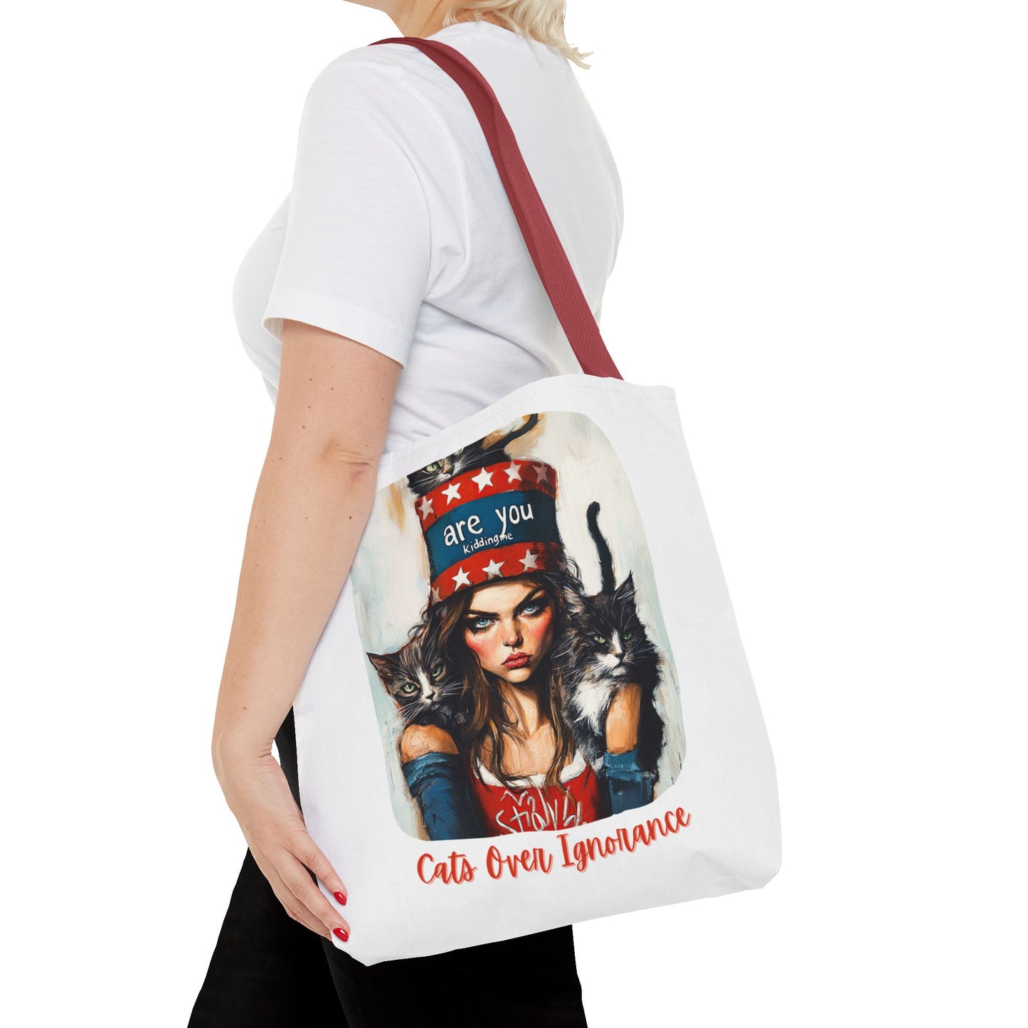 "Cats Over Ignorance" Childless Cat Lady Tote Bag (AOP)