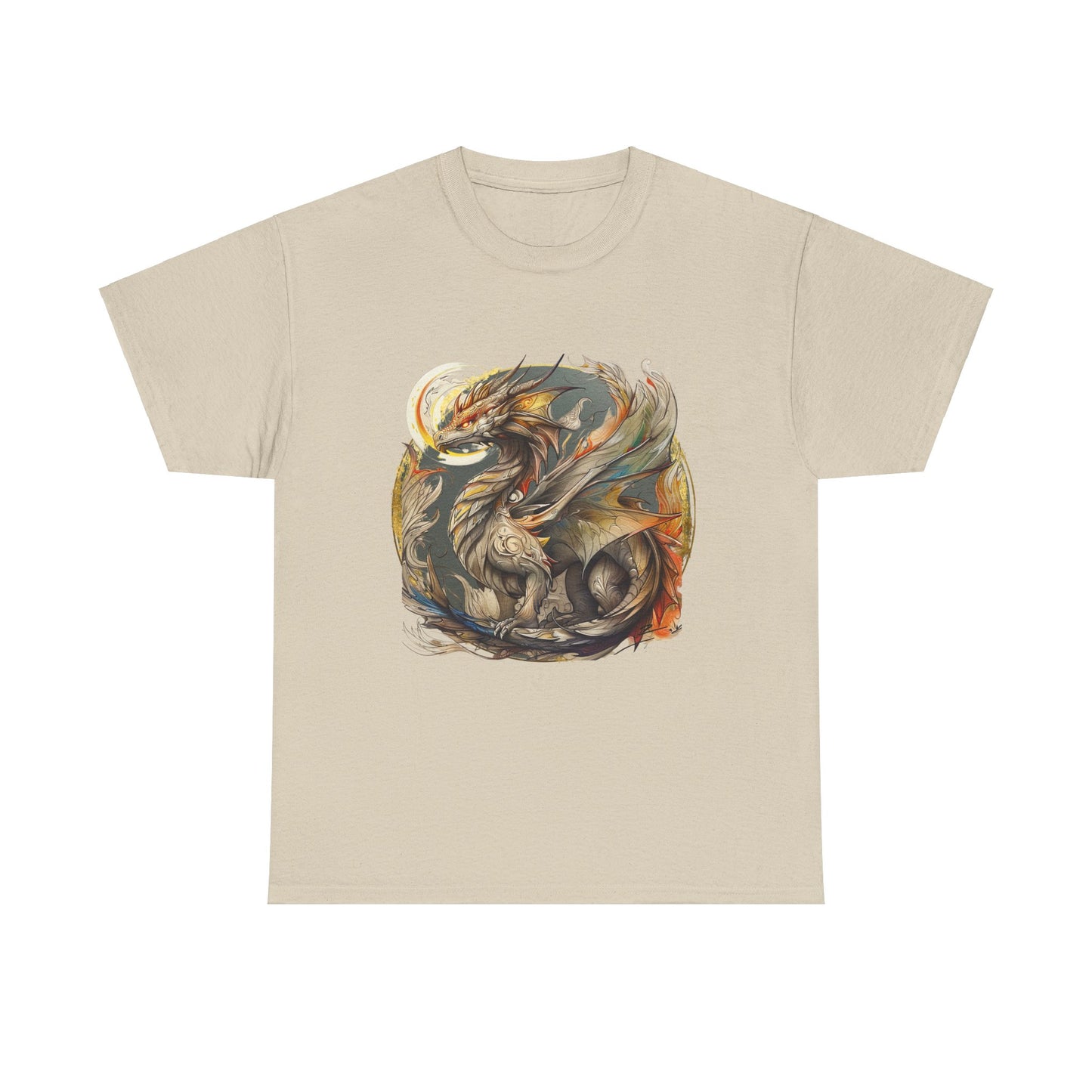 Flying Dragon Graphic Tee - Dragons and Ancestors - Dragon Lovers Unisex Heavy Cotton Tee T-Shirt