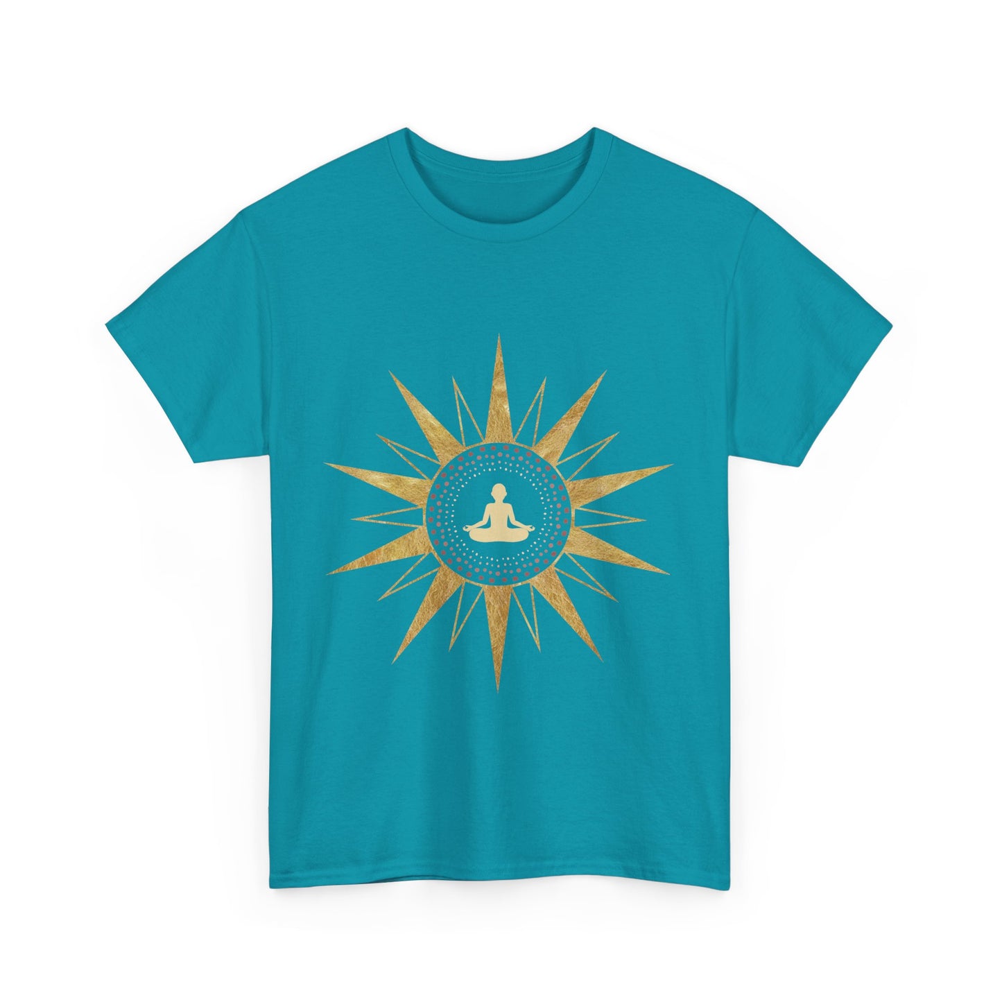 Buda in Sacred Geometry Golden Star Shirt - Graphic Tee - Yoga, Zen, Hindu Gifts Unisex Heavy Cotton Graphic Tee T-Shirt