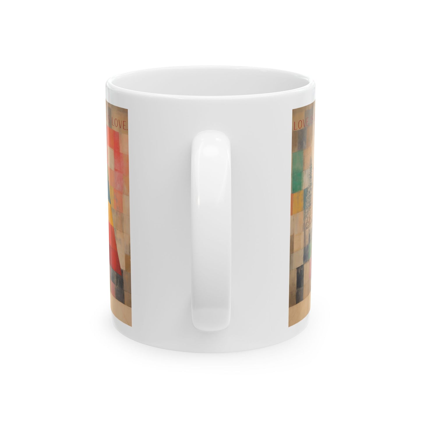Love is Love Pride Christmas, Rainbow Colorful LGBTQ+ Gift Mug, Printed Art, Christmas Ceramic Mug 11oz Colorful, Bright and Cheery