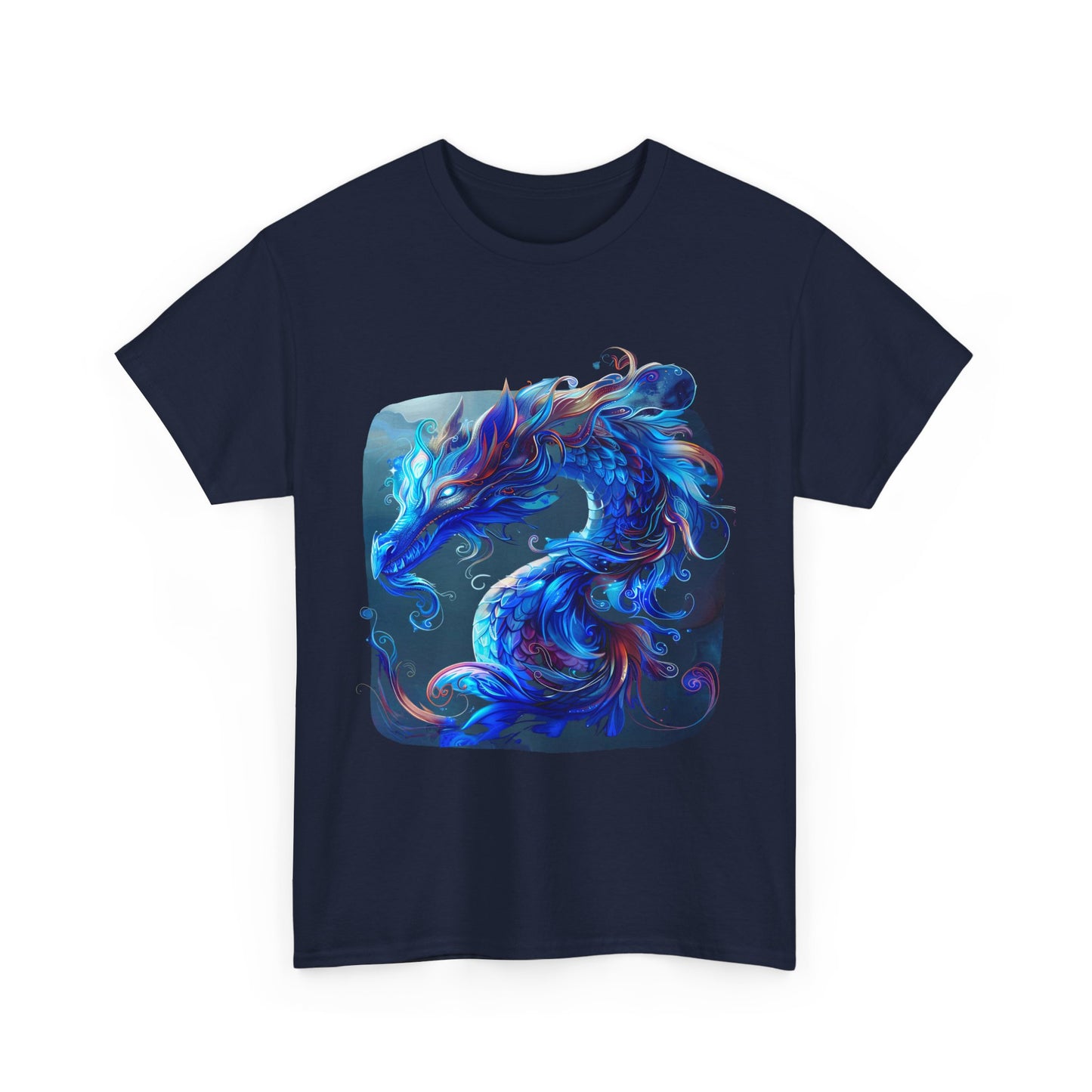 Blue Water Dragon Graphic Tee - Dragons T-shirt - Dragon Lovers Unisex Heavy Cotton Tee T-Shirt