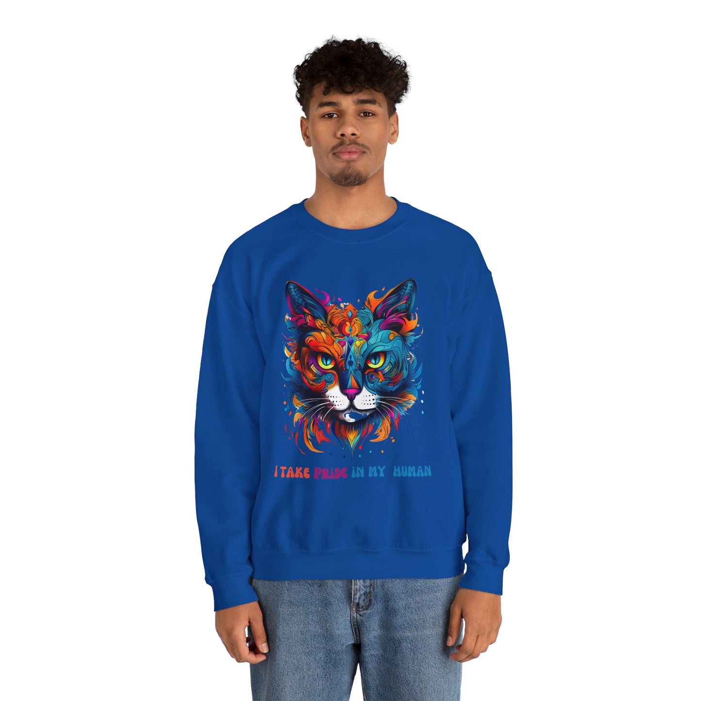"I Take Pride in My Human" Pride Cat Sweatshirt, Cat Lovers Gift, Kitty Cat LGBTQ+ Shirt Unisex Sweatshirt Sweat Shirt, Many Colors