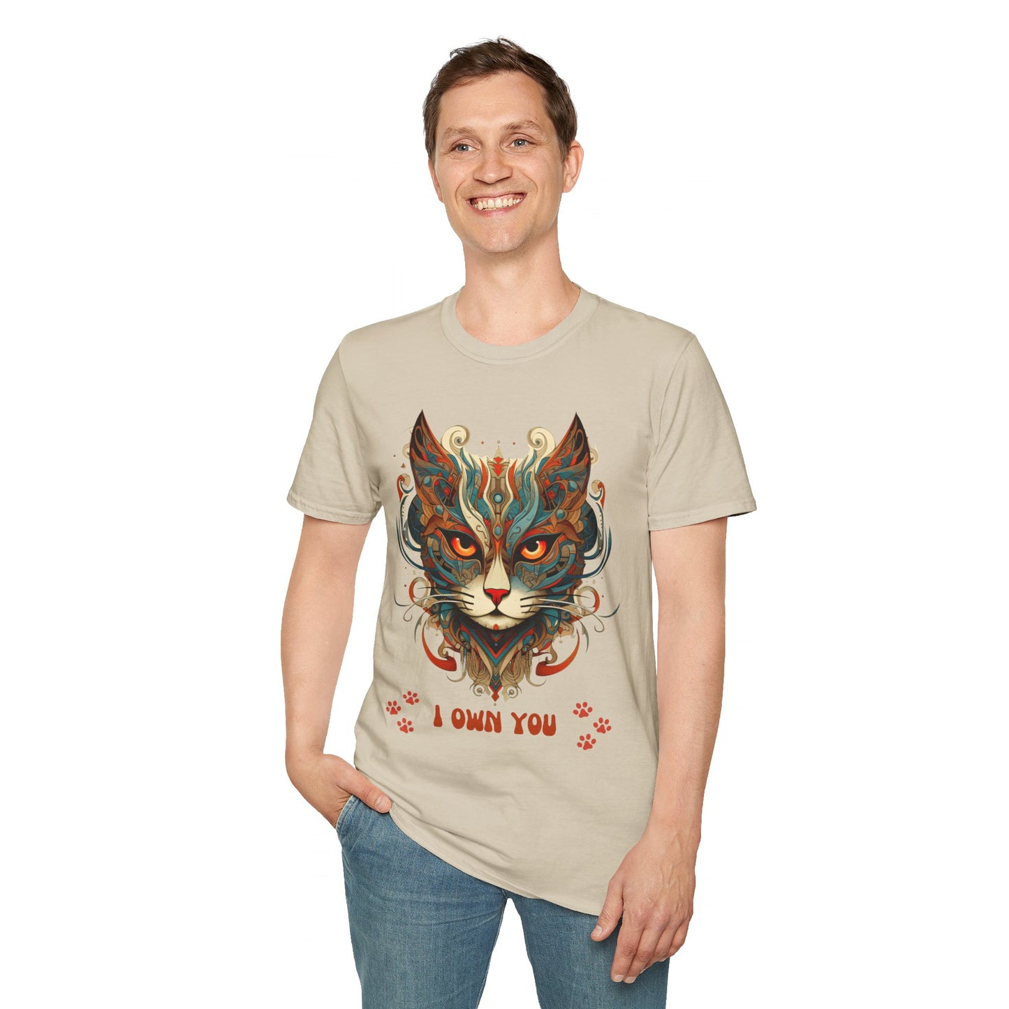I Own You Cat Paws, Cat Lover's Gift Unisex Tee Shirt, T-Shirt Cat Lovers Gift Softstyle T-Shirt Tee Teeshirt Stylized Exotic Cat
