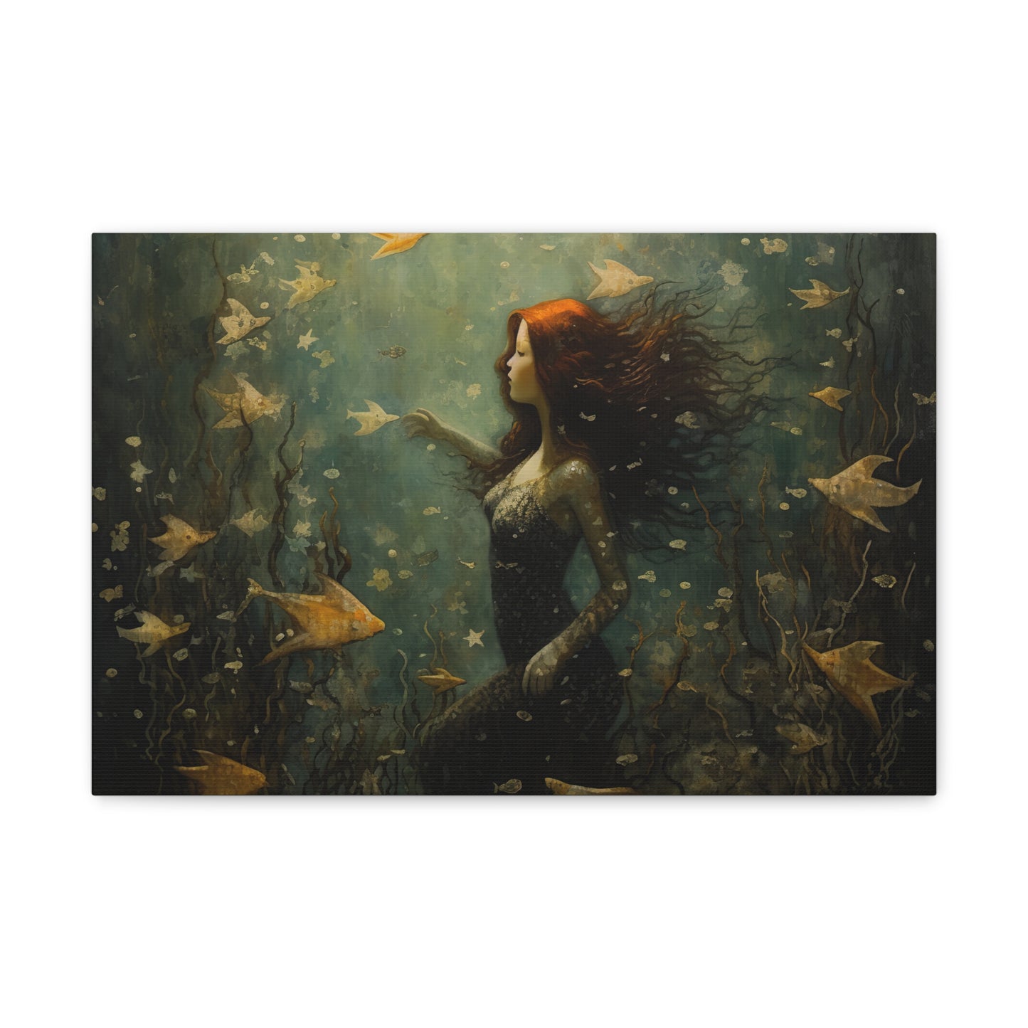 Mermaid Wall Art, Underwater Scene, Mystical Wall Art, Canvas, Kids or Adults Room, Creative Wall Art Painting Pastel