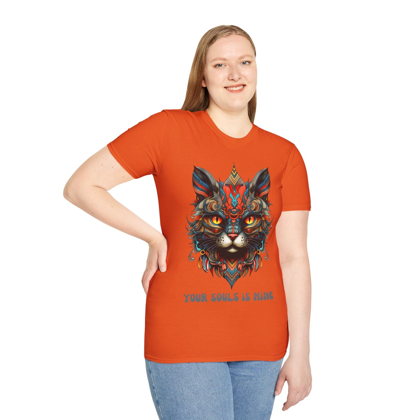 Your Soul is Mine Cat Lover's Unisex Tee Shirt, T-Shirt Cat Lovers Gift Softstyle T-Shirt Tee Teeshirt Stylized Exotic Cat