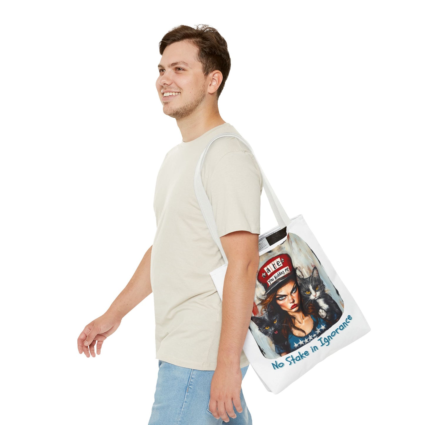 "No Stake In Ignorance" Childless Cat Lady - Childless Cat Lady Tote Bag (AOP)