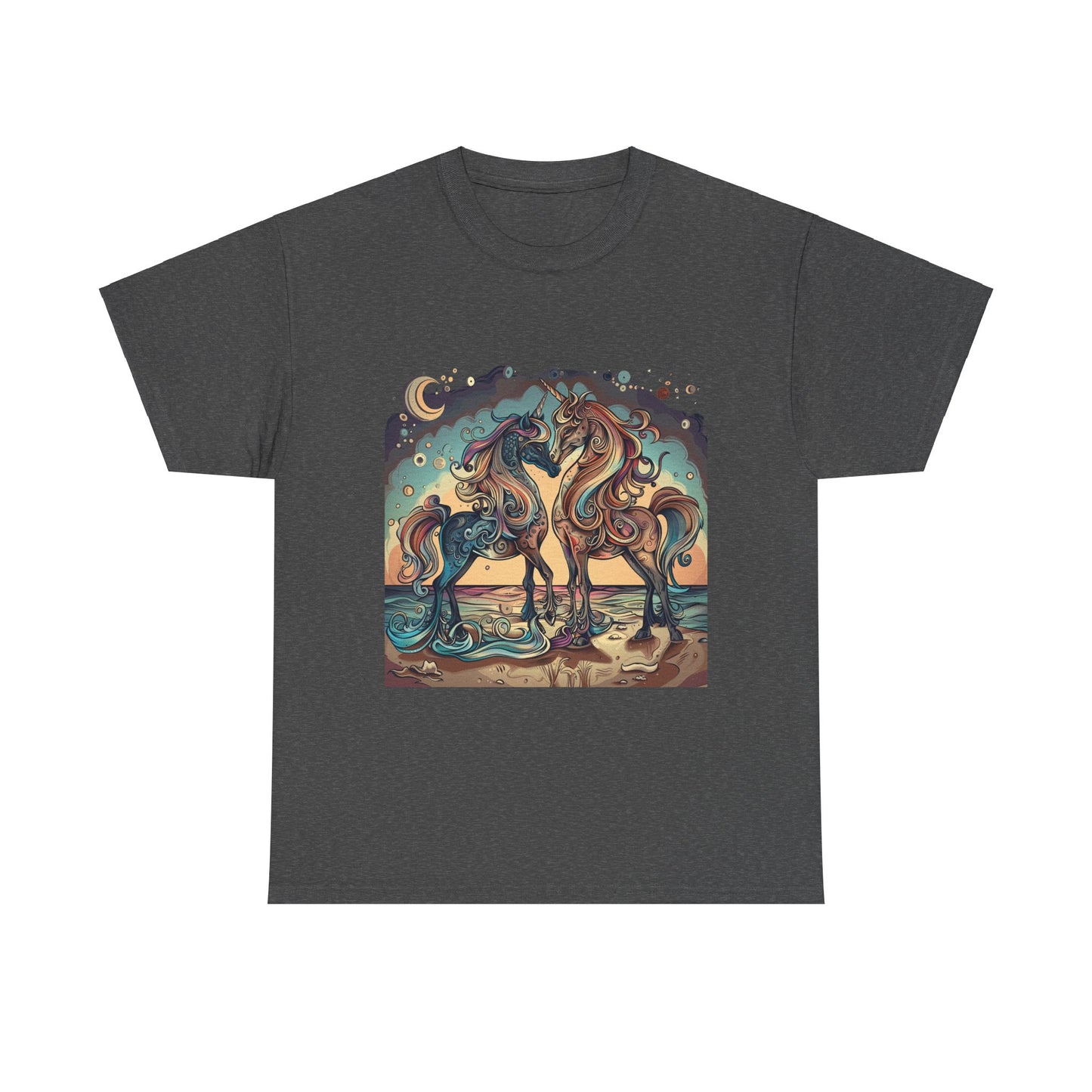 Unicorn Couple, Unicorn Lovers Graphic Tee Unisex Heavy Cotton Tee T-Shirt