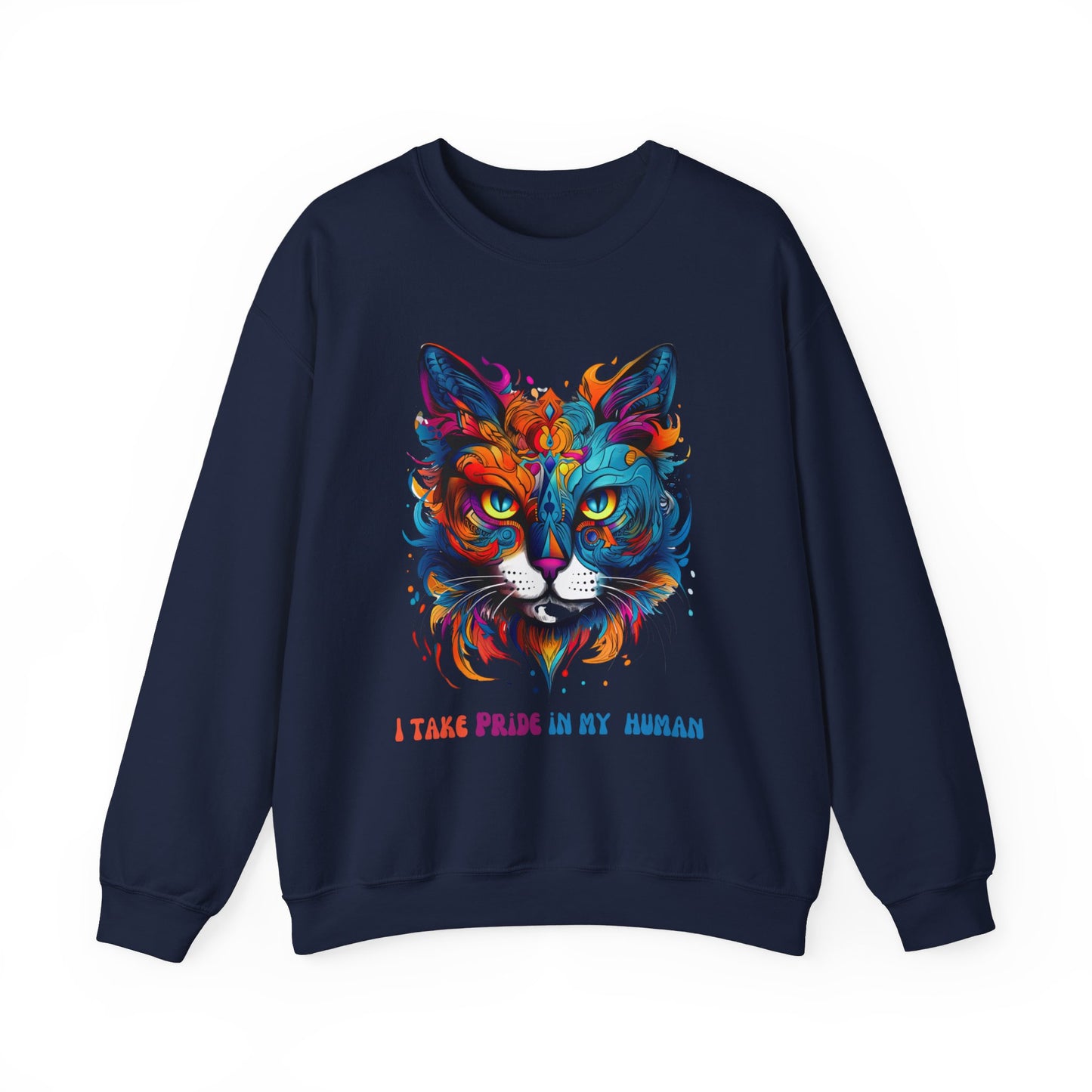"I Take Pride in My Human" Pride Cat Sweatshirt, Cat Lovers Gift, Kitty Cat LGBTQ+ Shirt Unisex Sweatshirt Sweat Shirt, Many Colors