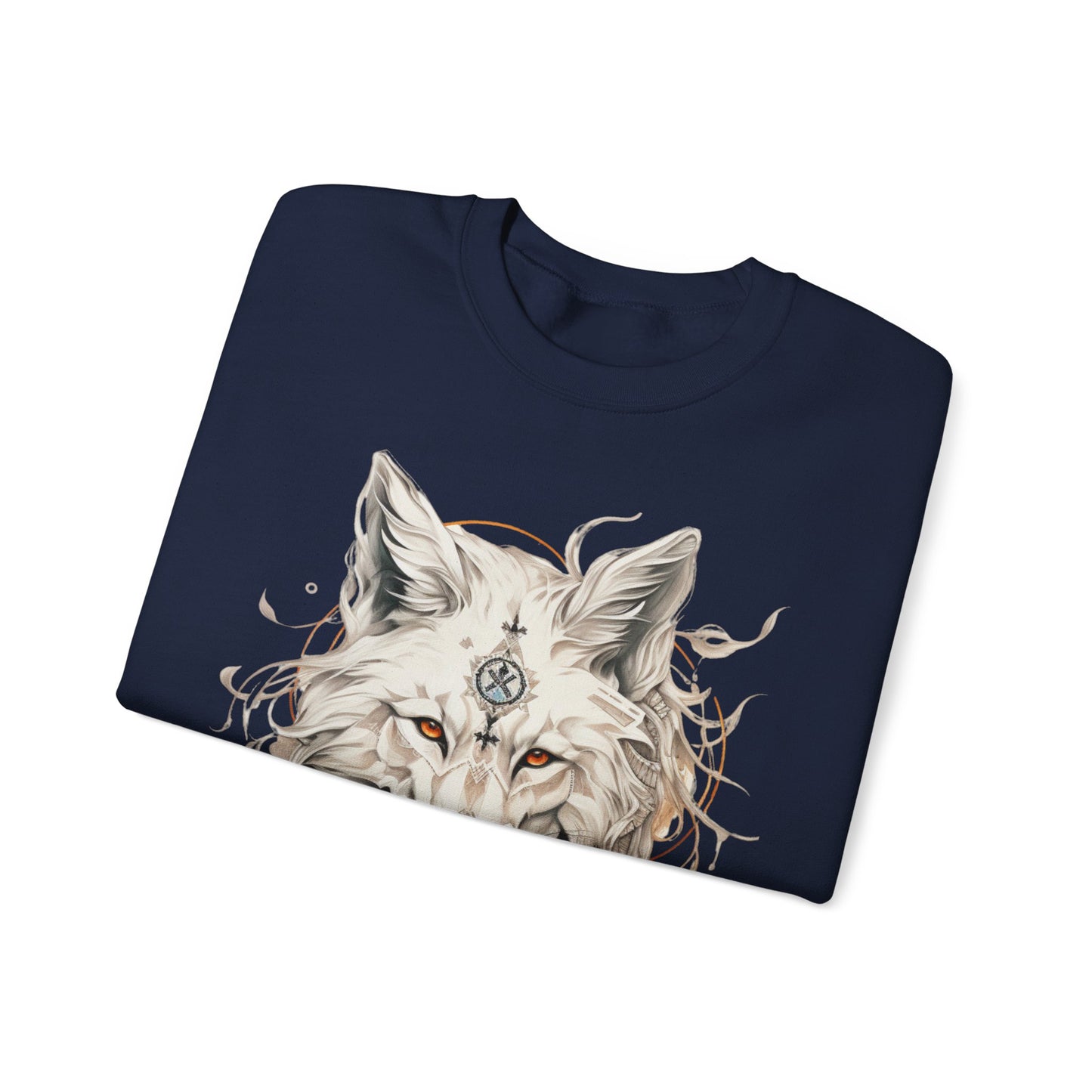 Tribal Style White Wolf, Lone Wolf Sweatshirt, Wolf Totem Gift, Canada, Northern US Wolf Conservation Shirt Unisex Sweatshirt Sweat Shirt