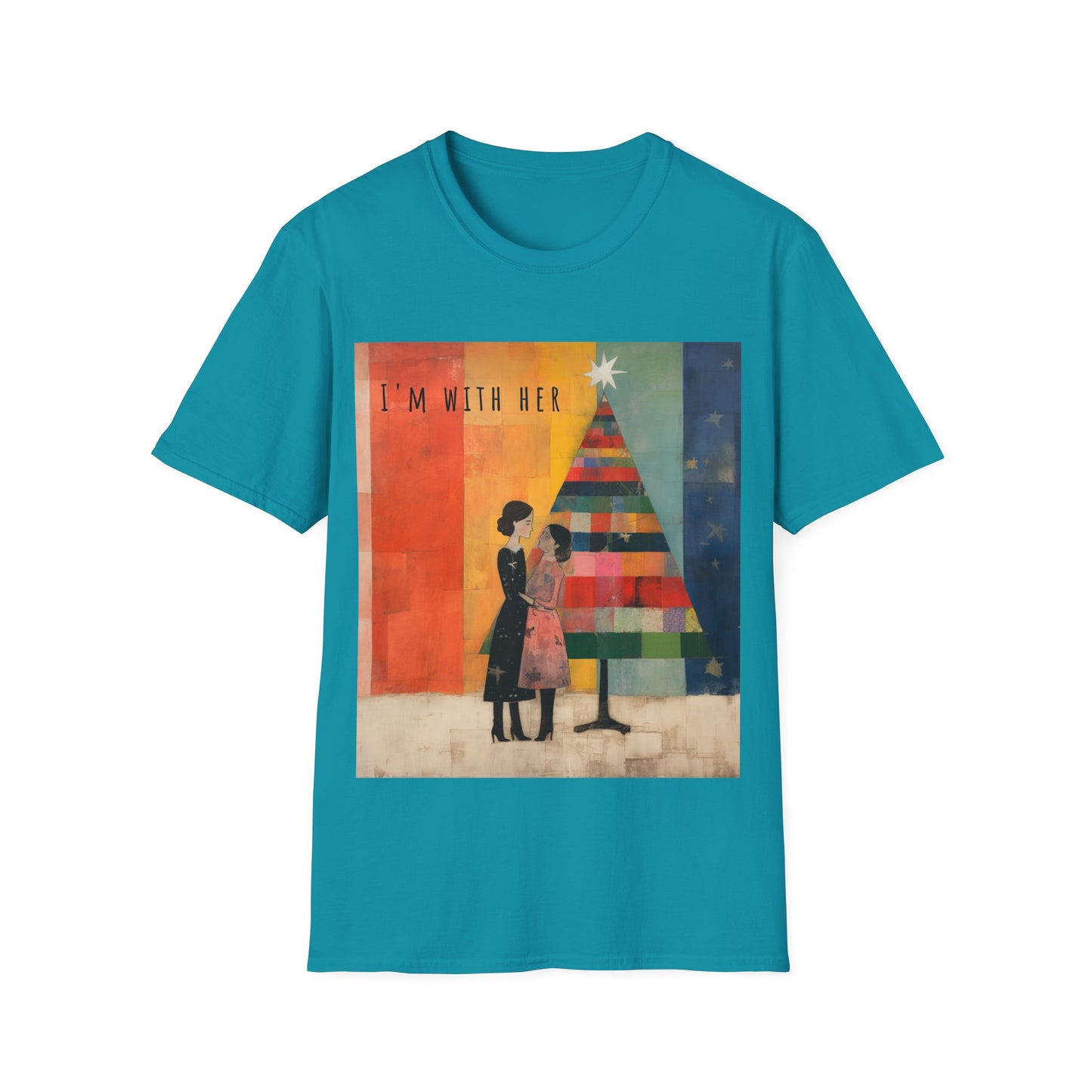 Pride Xmas - "I'm With Her" - Lesbian LGBTQ Christmas Pride Shirt Unisex Softstyle Teeshirt, T-Shirt, Gay Pride Gift, Many Colors