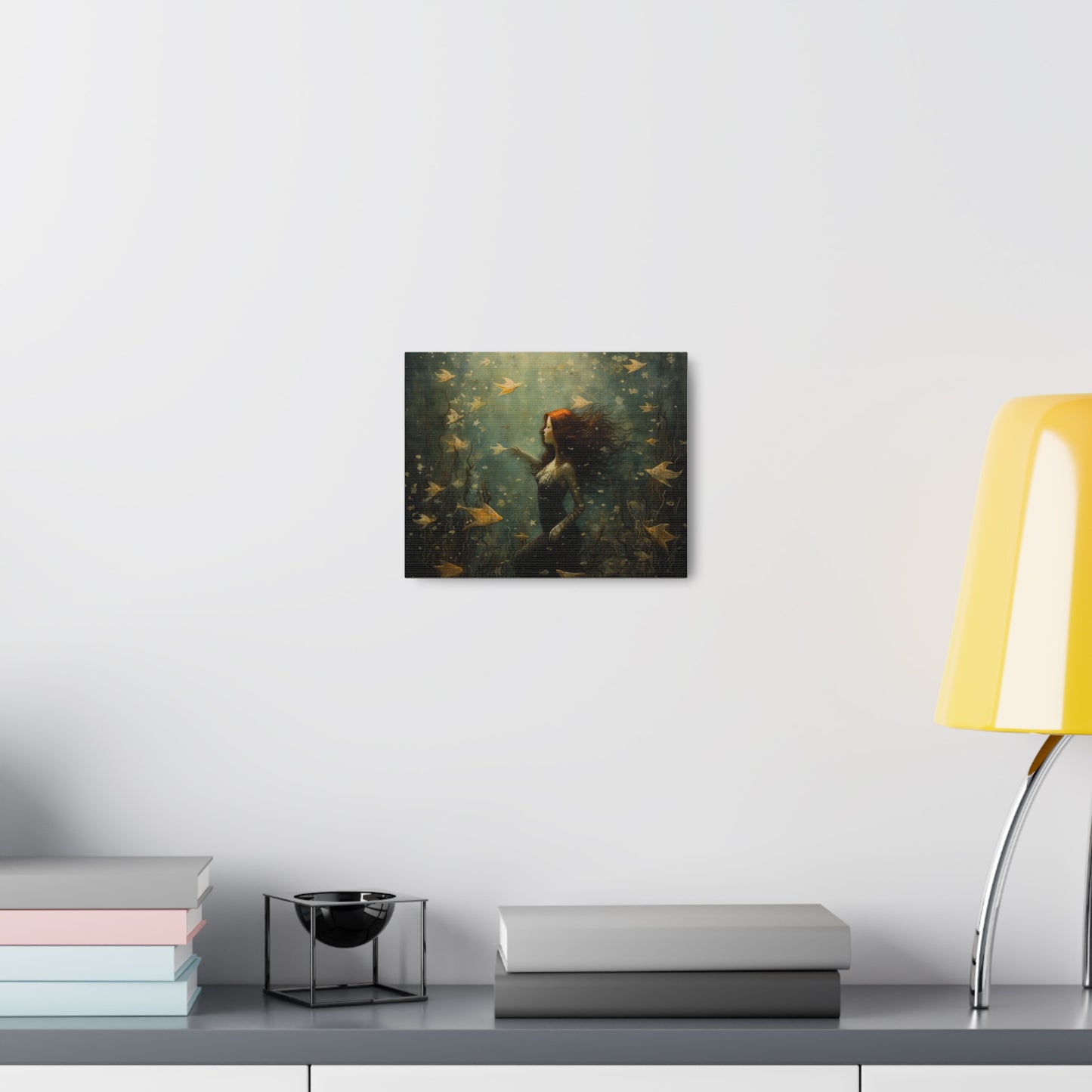 Mermaid Wall Art, Underwater Scene, Mystical Wall Art, Canvas, Kids or Adults Room, Creative Wall Art Painting Pastel