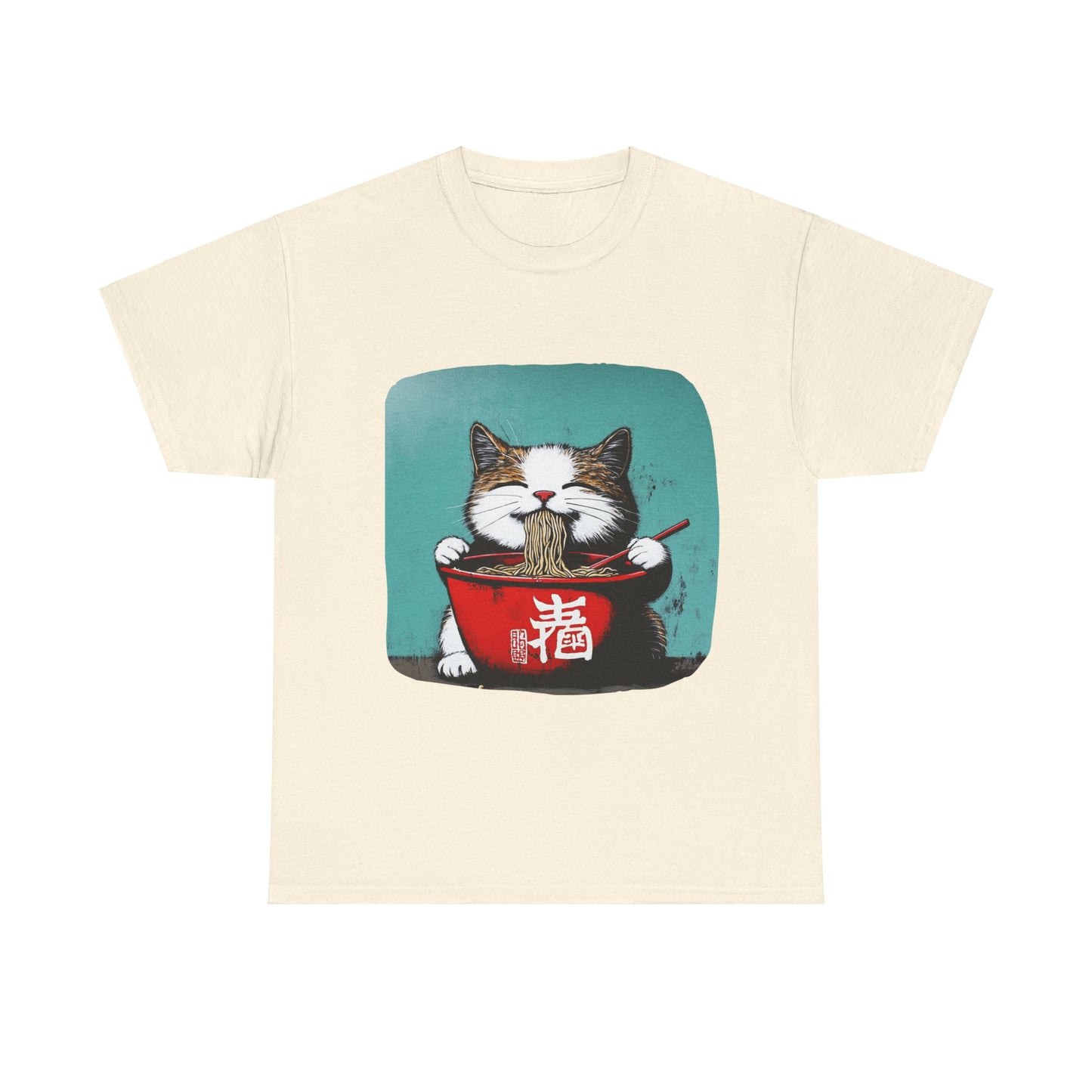 Ramen Cat, Cats and Ramen, Ramen Art Gift - Cute Cats Unisex Heavy Cotton Tee T-Shirt