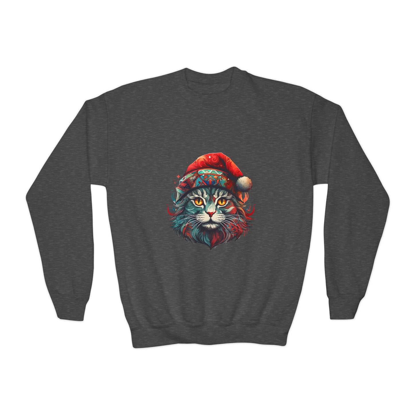 Christmas Cats in Santa Hats- Cats in Santa Hats Kids Sweatshirt - Adorable Youth Crewneck Sweatshirt -Christmas Cat Gift