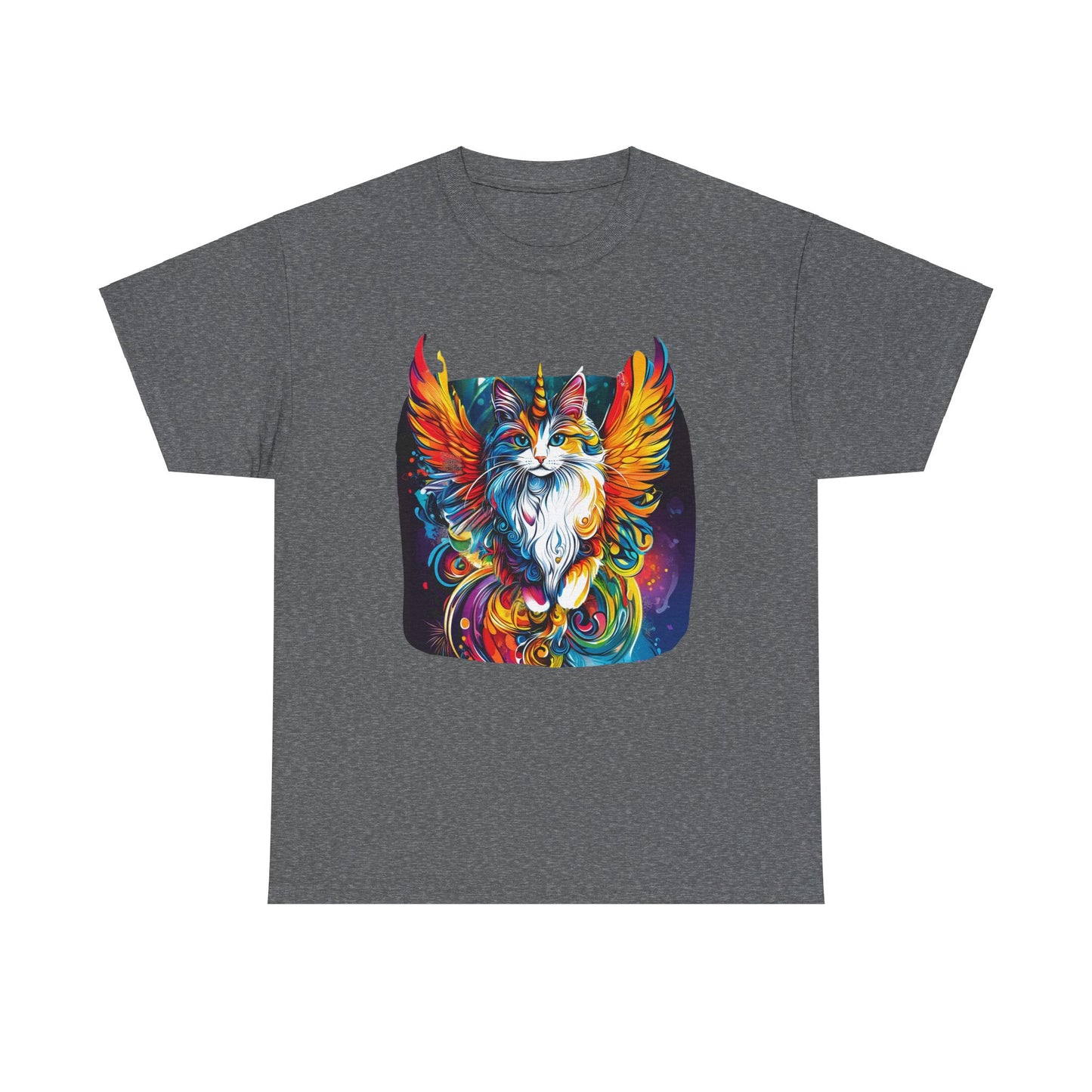 Golden Wings Angel CatUnicorn, Cat Memorial Unicorn Cat with Angel Wings Graphic Tee- Cat Gift Unisex Heavy Cotton Tee T-Shirt