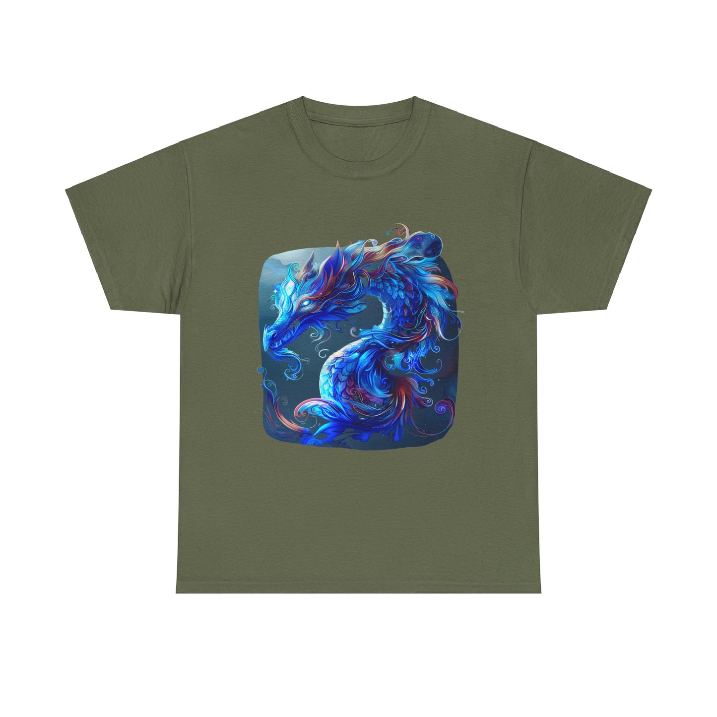 Blue Water Dragon Graphic Tee - Dragons T-shirt - Dragon Lovers Unisex Heavy Cotton Tee T-Shirt