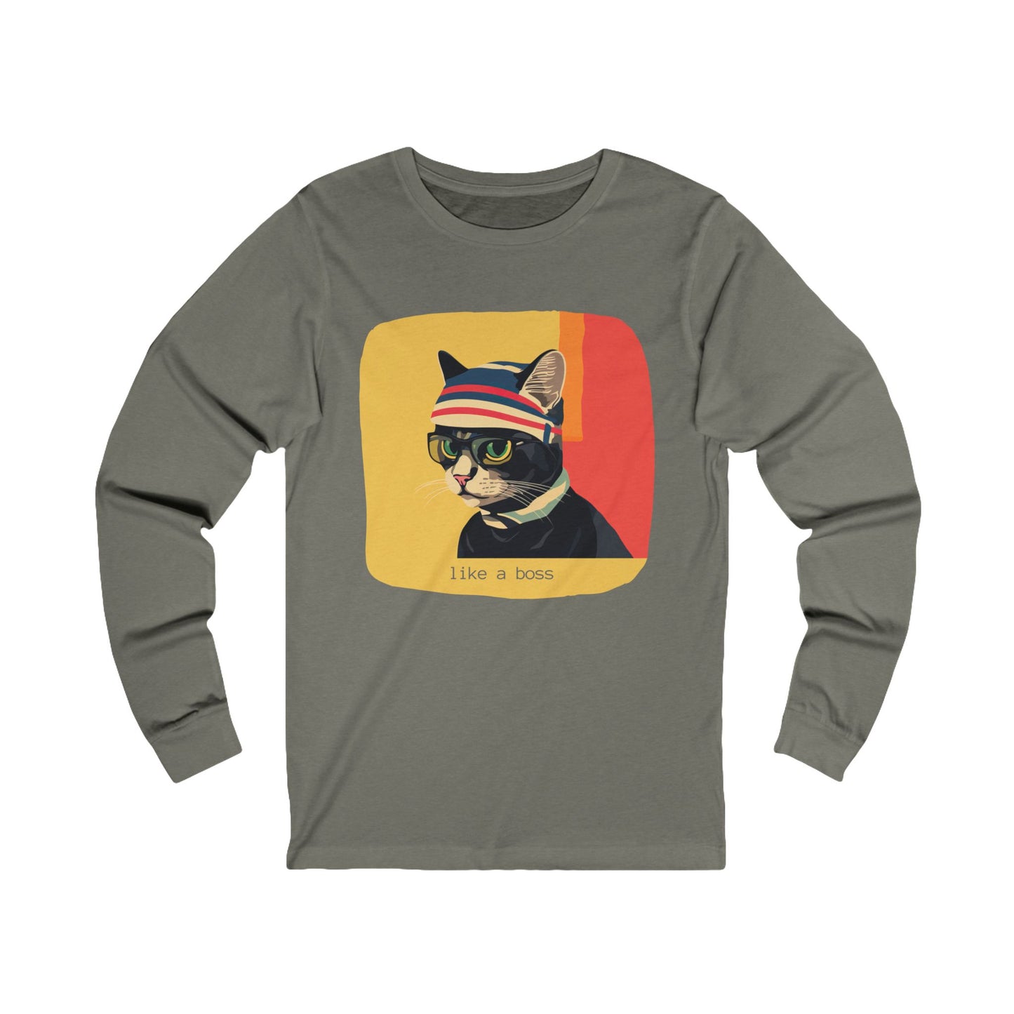 Like a Boss Cat Nerd, Boss Geeky Cat Lover T-shirt Gift Unisex Jersey Long Sleeve Tee Shirt, T-Shirt, Cat Lovers Gift