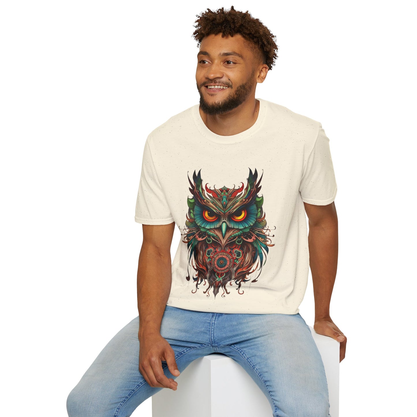 Jeweled Tone Owl, Owl Shirt, Barn Steampunk Owl Unisex Tee Shirt, T-Shirt Softstyle T-Shirt Tee Teeshirt