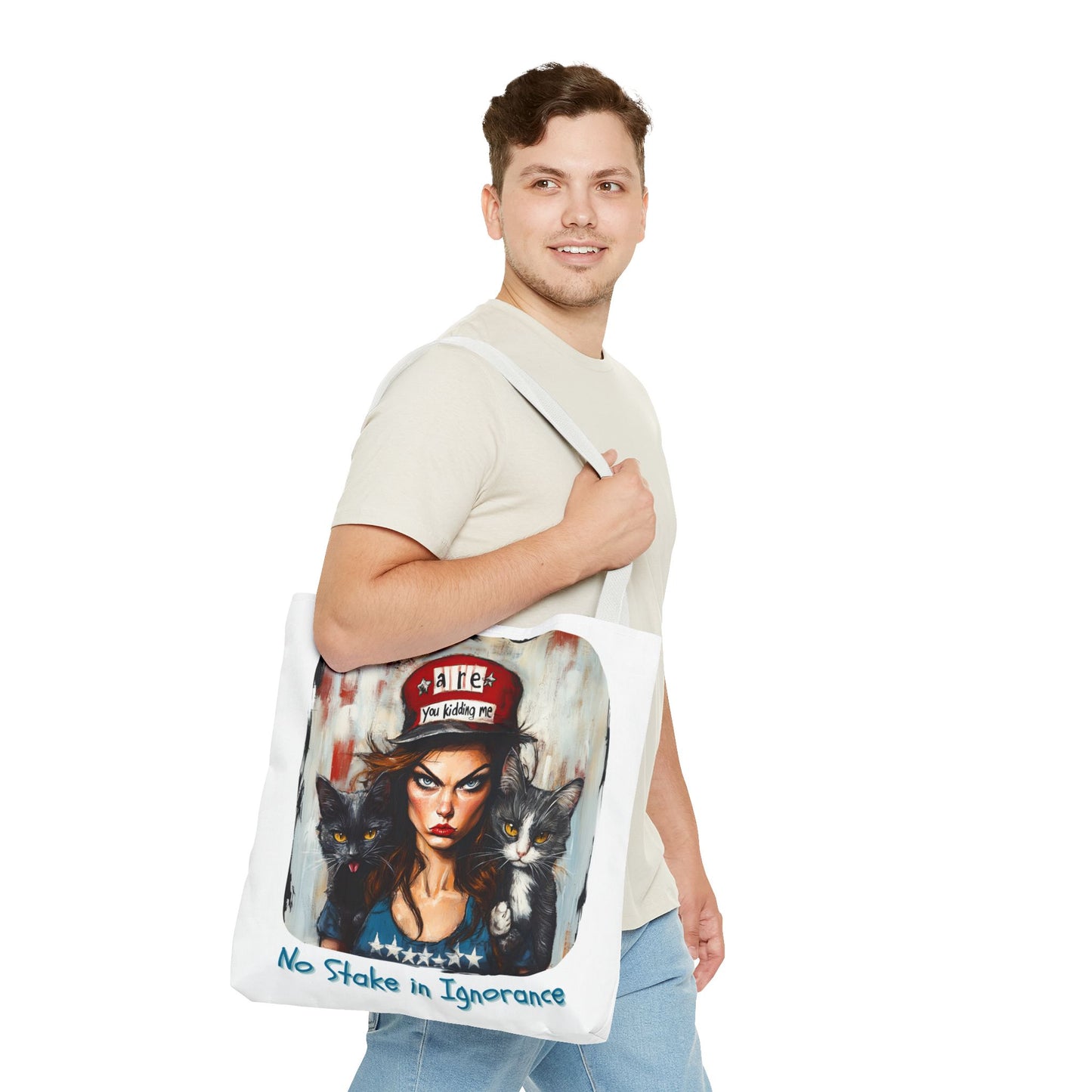 "No Stake In Ignorance" Childless Cat Lady - Childless Cat Lady Tote Bag (AOP)