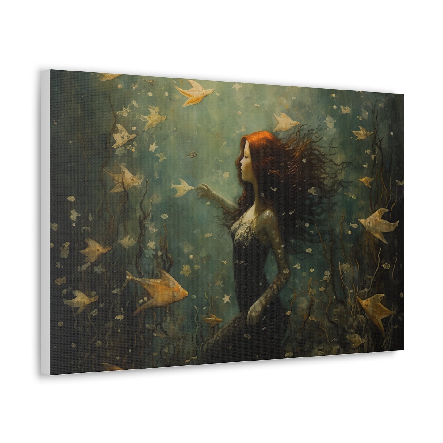 Mermaid Wall Art, Underwater Scene, Mystical Wall Art, Canvas, Kids or Adults Room, Creative Wall Art Painting Pastel