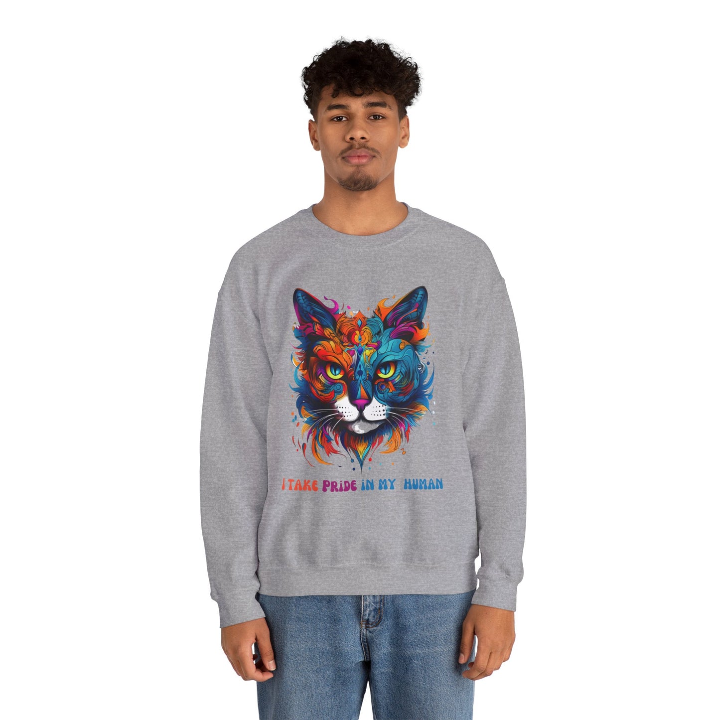 "I Take Pride in My Human" Pride Cat Sweatshirt, Cat Lovers Gift, Kitty Cat LGBTQ+ Shirt Unisex Sweatshirt Sweat Shirt, Many Colors