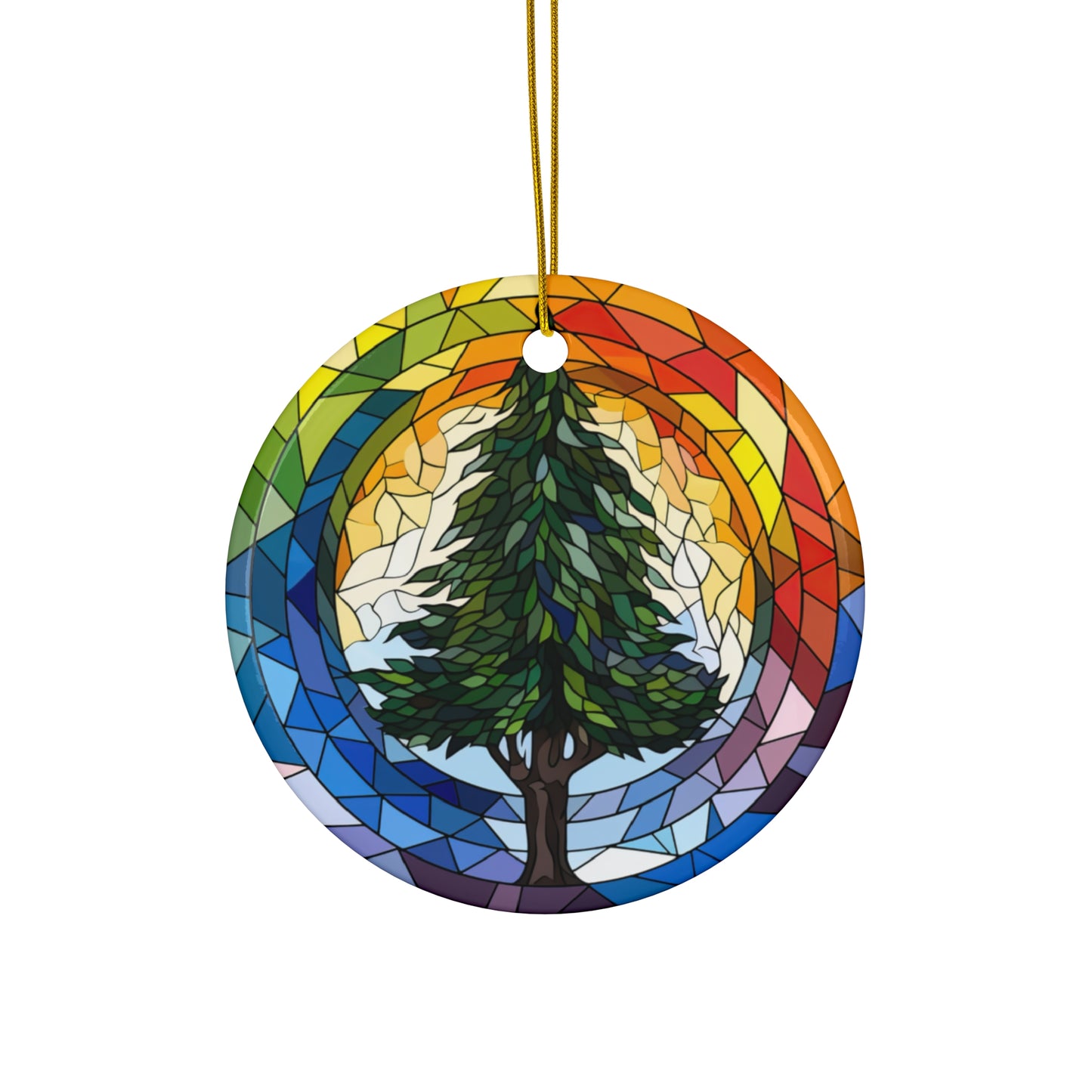 Christmas Tree, Rainbow & Pride Colors,Stained Glass Style Ceramic Christmas Ornament, Gay Pride Gift, Ornament