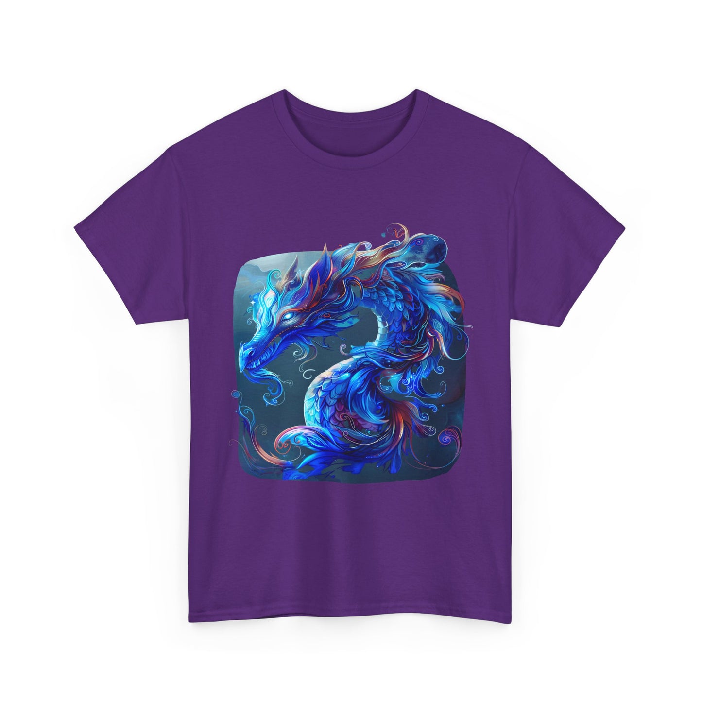 Blue Water Dragon Graphic Tee - Dragons T-shirt - Dragon Lovers Unisex Heavy Cotton Tee T-Shirt