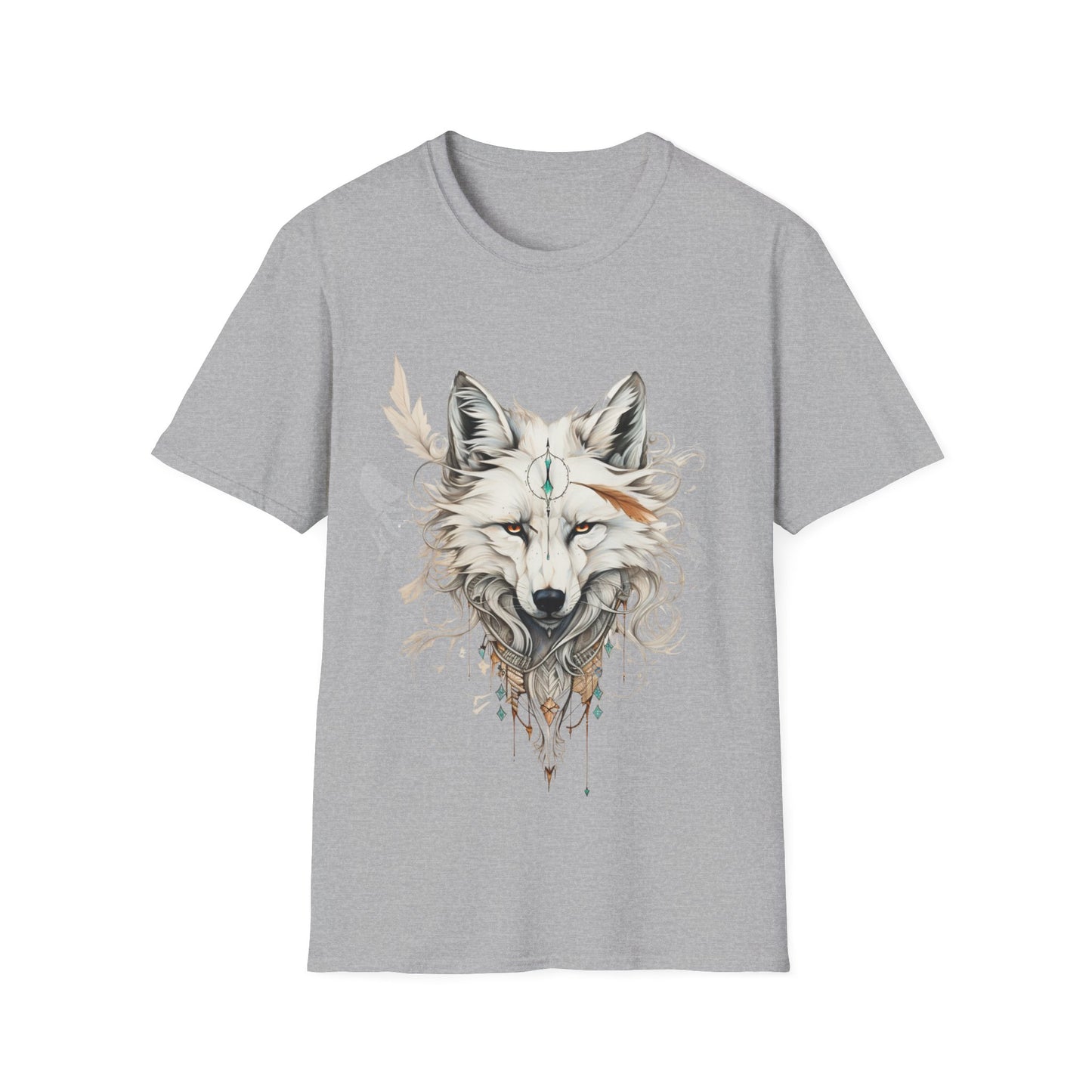 White Snow Fox Shirt, Fox Lover's Gift, Unisex Tee Shirt, T-Shirt Fox Totem Spirit Medicine Softstyle T-Shirt Tee Teeshirt White Fox