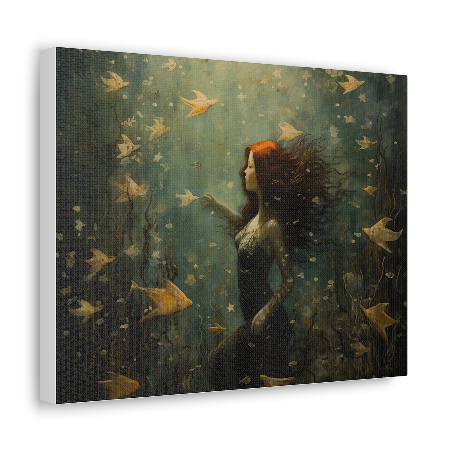 Mermaid Wall Art, Underwater Scene, Mystical Wall Art, Canvas, Kids or Adults Room, Creative Wall Art Painting Pastel