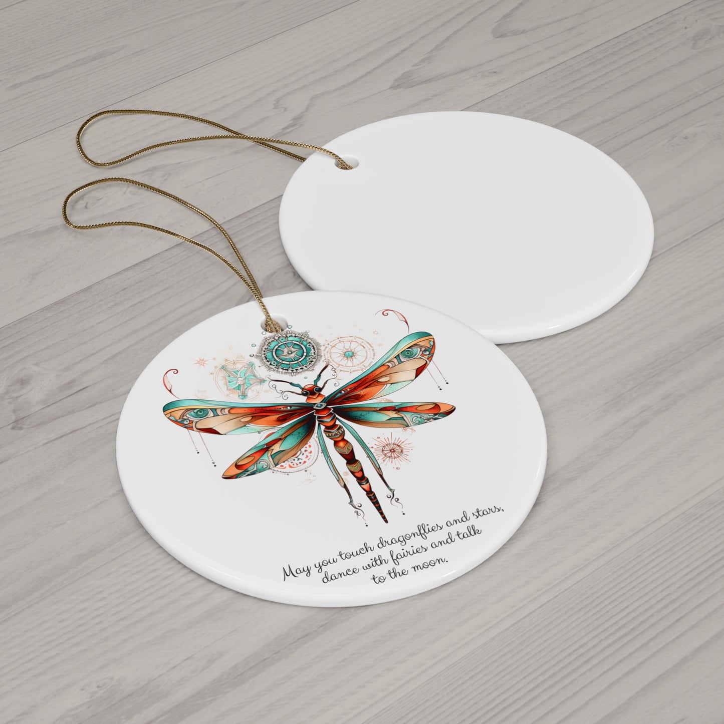 Turquoise Dragonfly, Spiritual Ceramic Ornament Gift, Light, Hope, Dragonfly Christmas Gift, Ethereal Consciousness Reiki Light