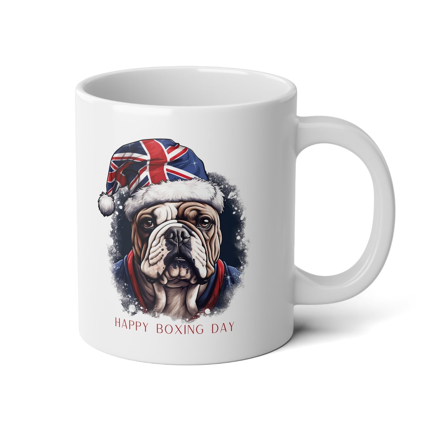 Boxing Day English Bulldog, Union Jack Gift Mug, Jumbo 20 oz Mug XL Size Mug