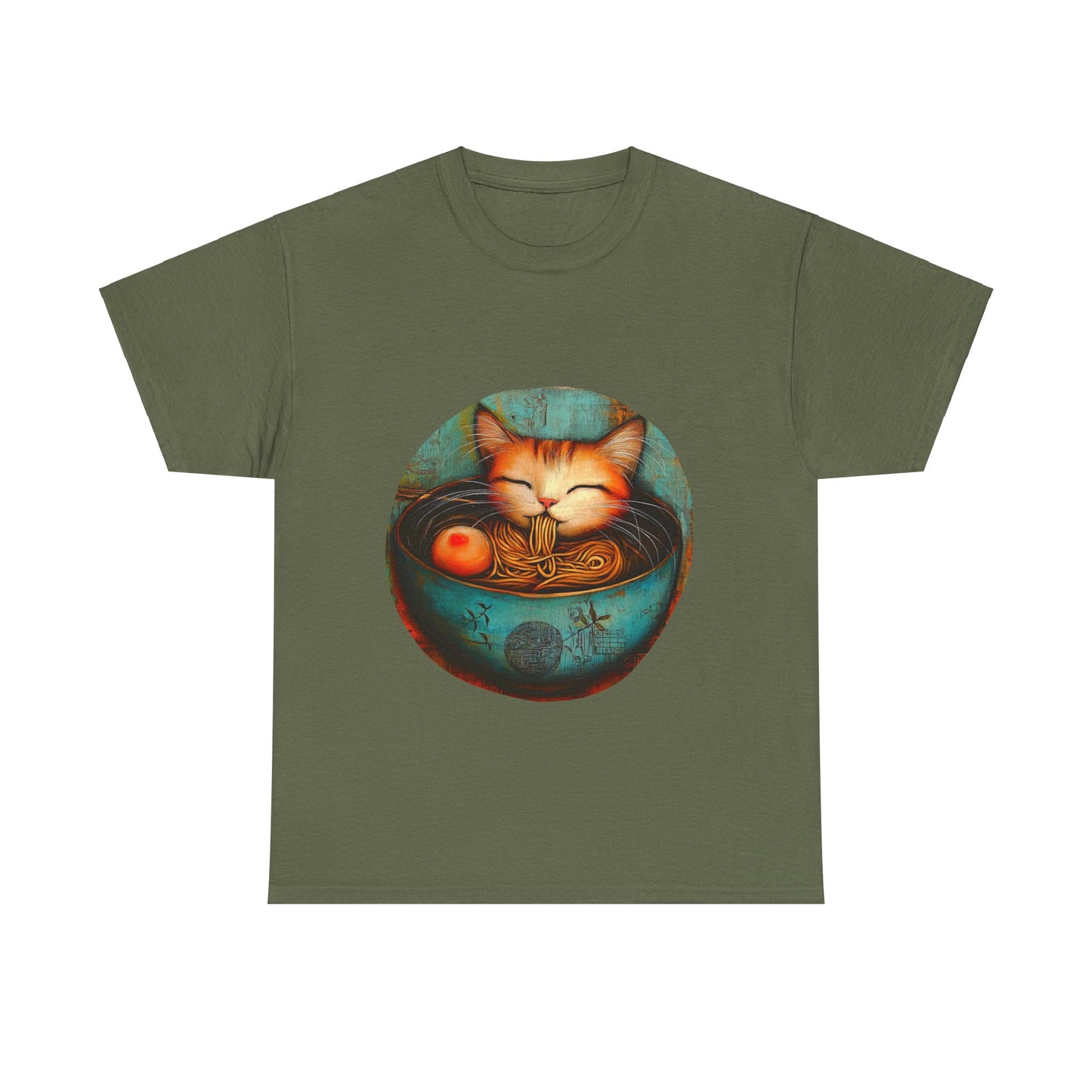 Ramen Cat (Ver 5), Cats and Ramen, Ramen Art Gift - Cute Cats Unisex Heavy Cotton Tee T-Shirt