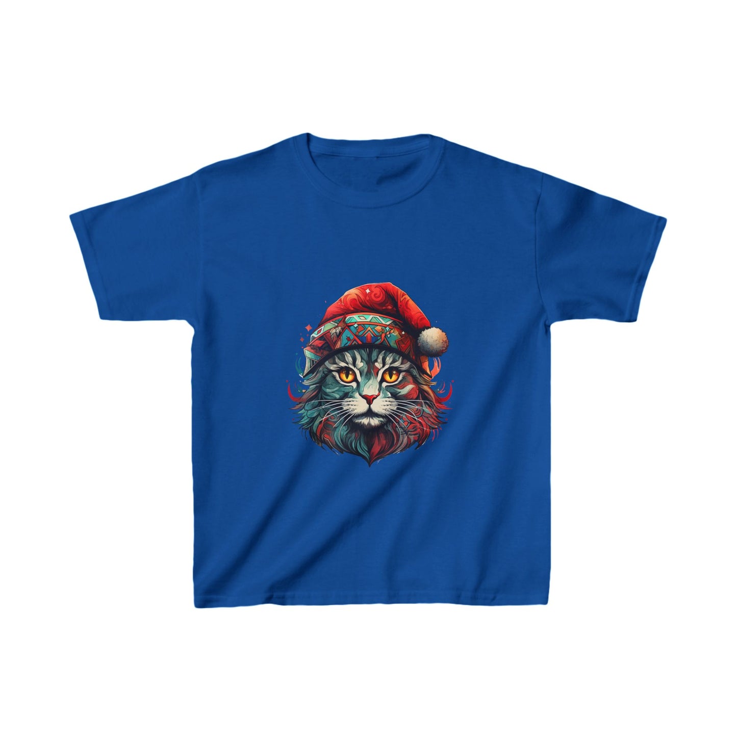 Cat with Santa Hat, Kids Cat Graphic Tee - Adorable Santa Cat Design for Young Cat Lovers
